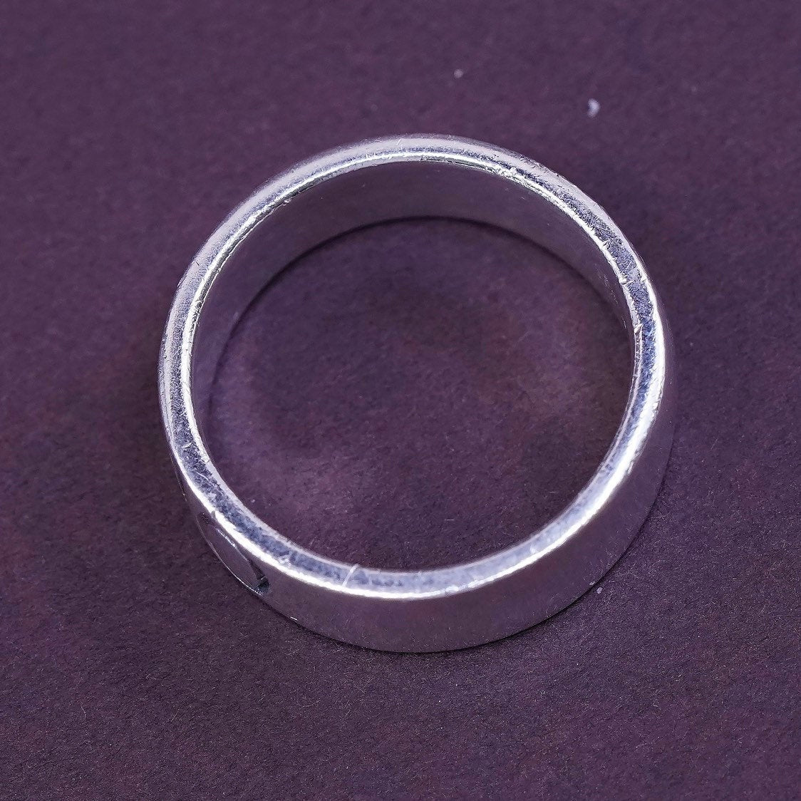 sz 7, vtg Sterling silver prayer ring, solid 925 band with "OM" engraved