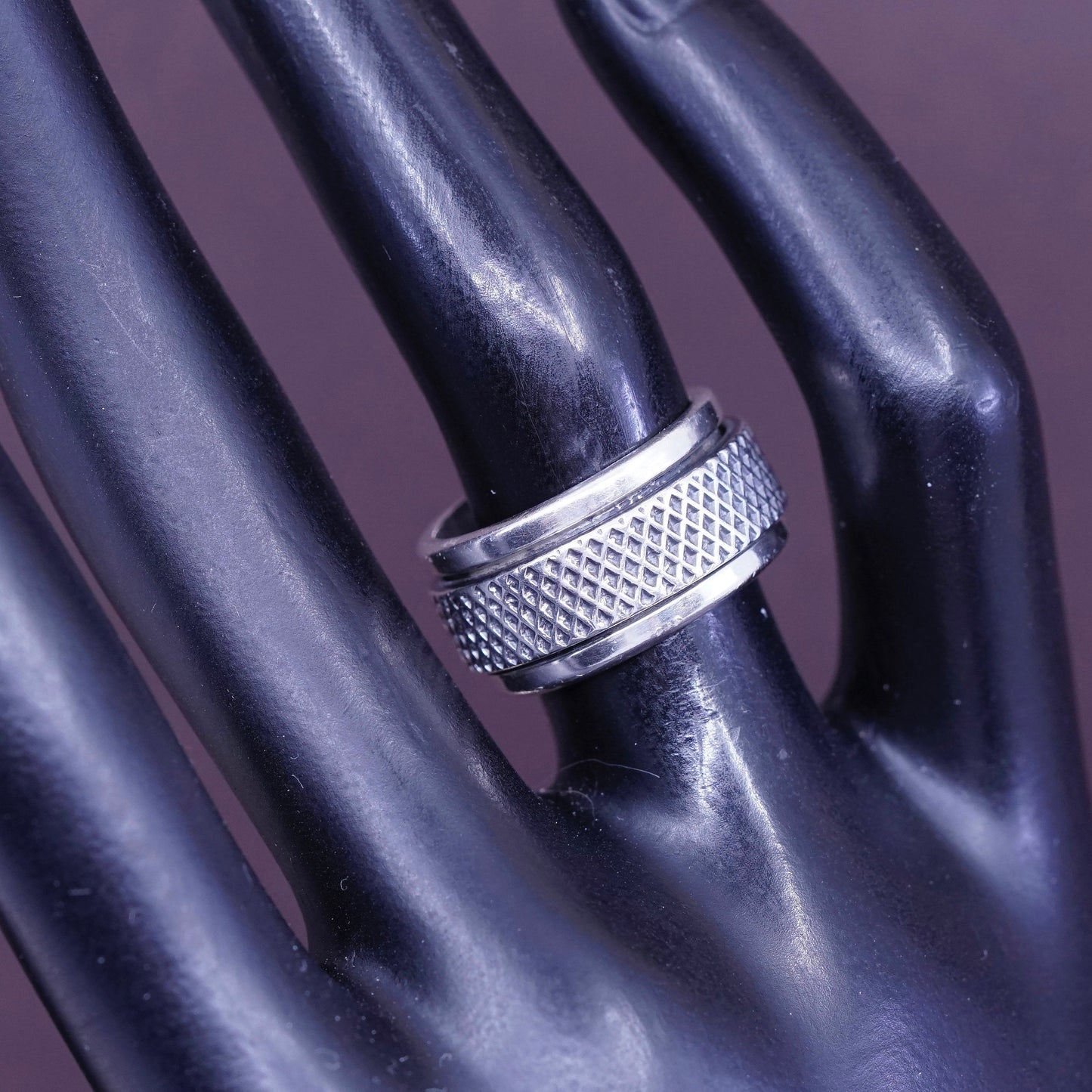 Size 6, vintage Sterling silver prayer ring, solid 925 silver spinner band