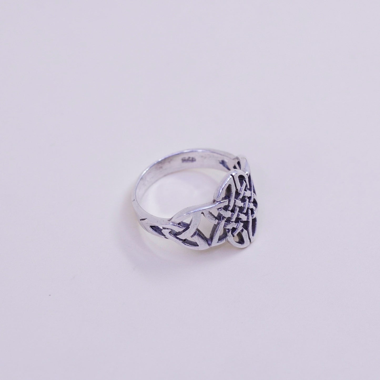 Size 7.75, sterling silver handmade wired ring, 925 irish entwined knot band