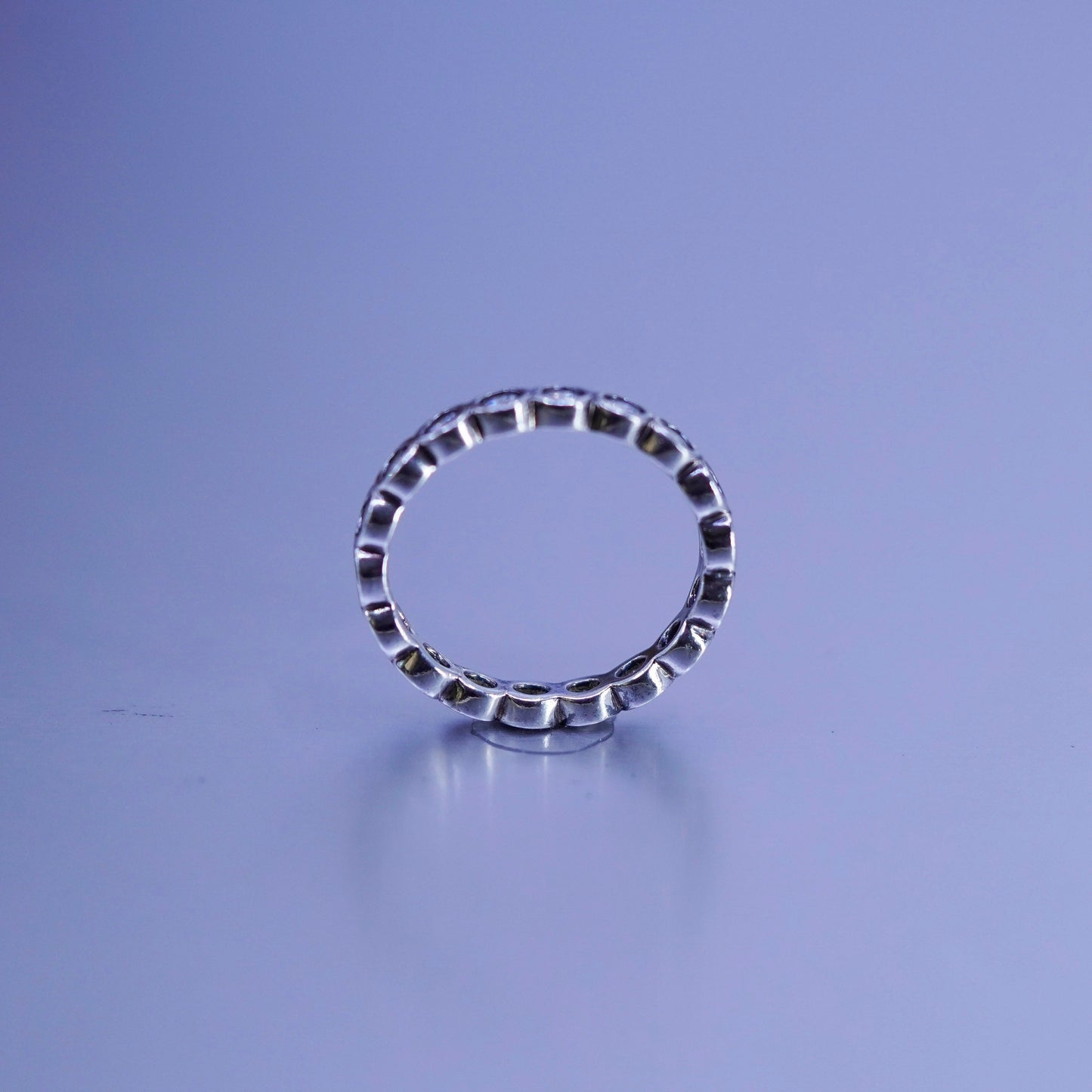 Size 6.5, vintage ALE Sterling 925 silver wedding ring, Cz band