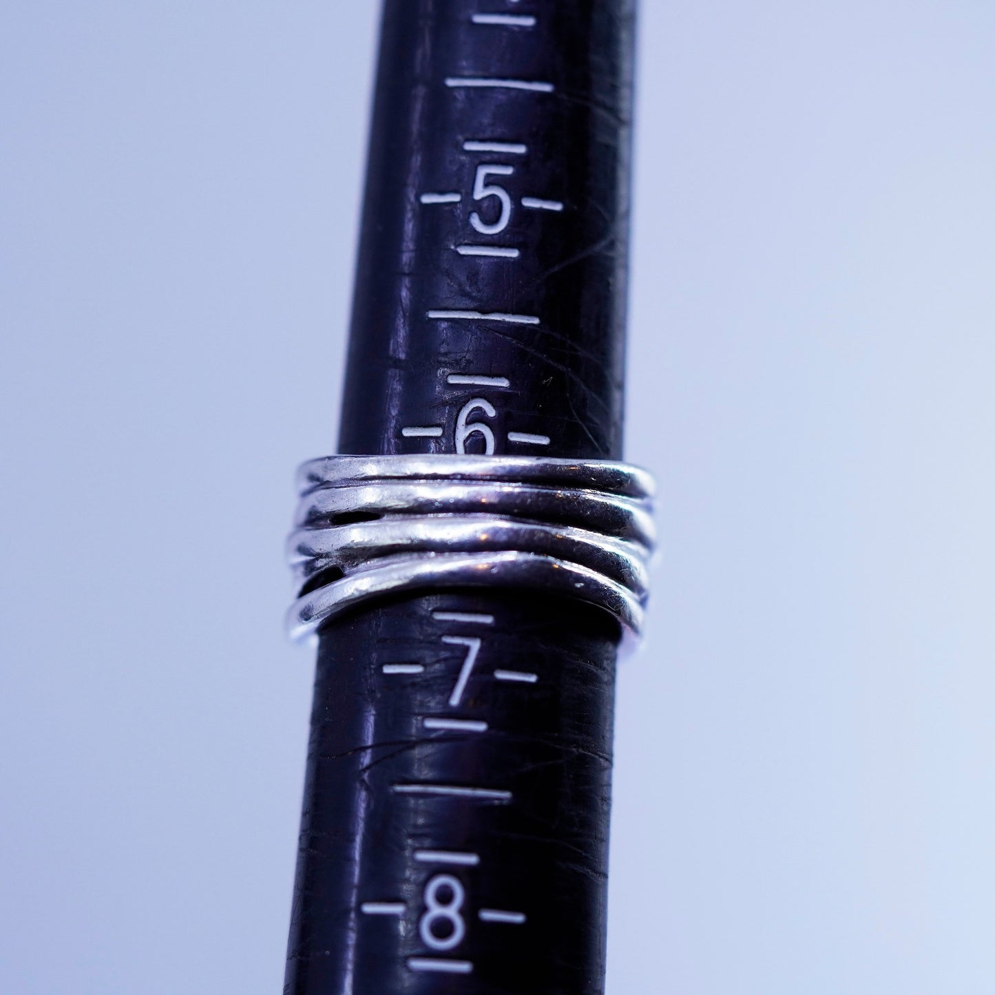 Size 6, ALE fashionable Sterling 925 silver entwined ring with cluster cz, band