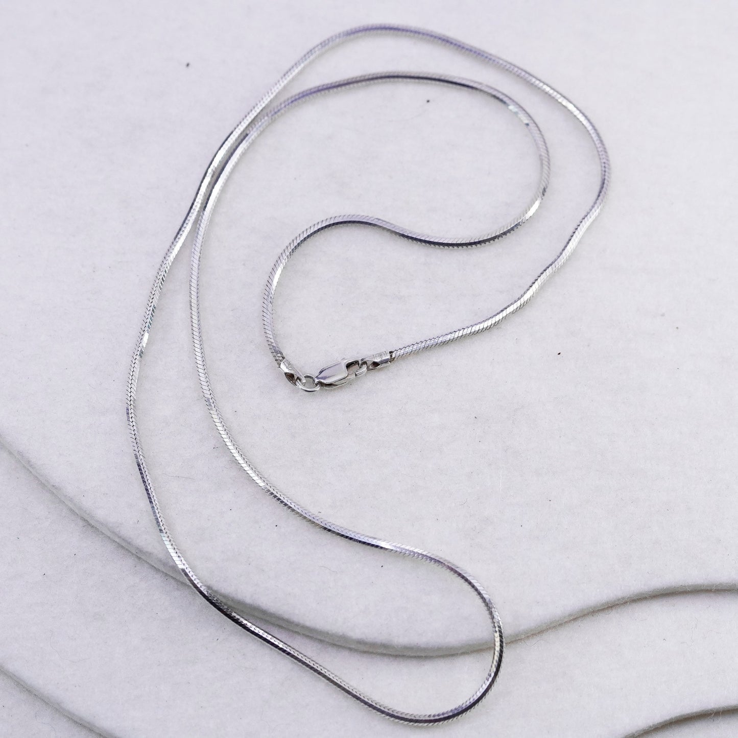 24” 2mm, vintage Italy Sterling 925 silver squared snake chain necklace