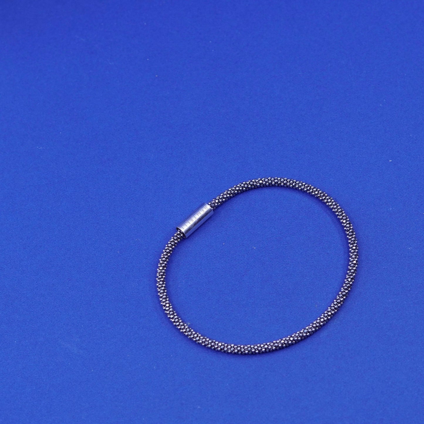 7.25”, bentelli sterling silver handmade bracelet, 925 twisted bead bangle