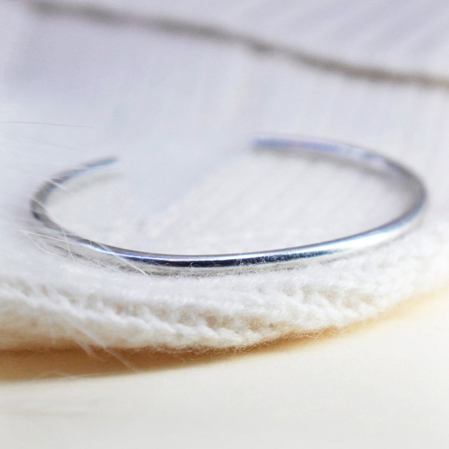 6.5”, vintage Sterling silver handmade bangle, taxco 925 cable cuff bracelet