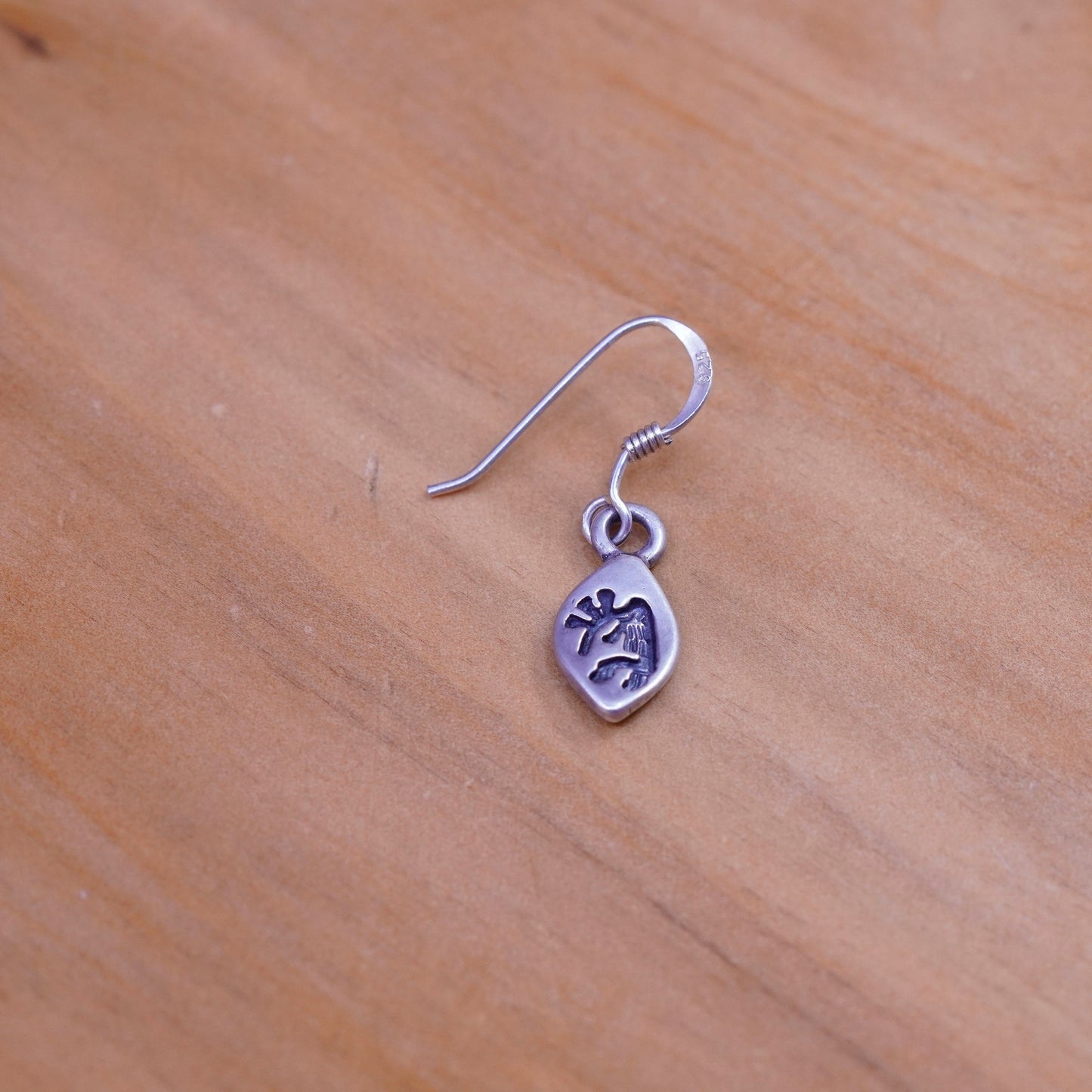 Vintage Native American Sterling silver handmade earrings, 925 Kokopelli drops