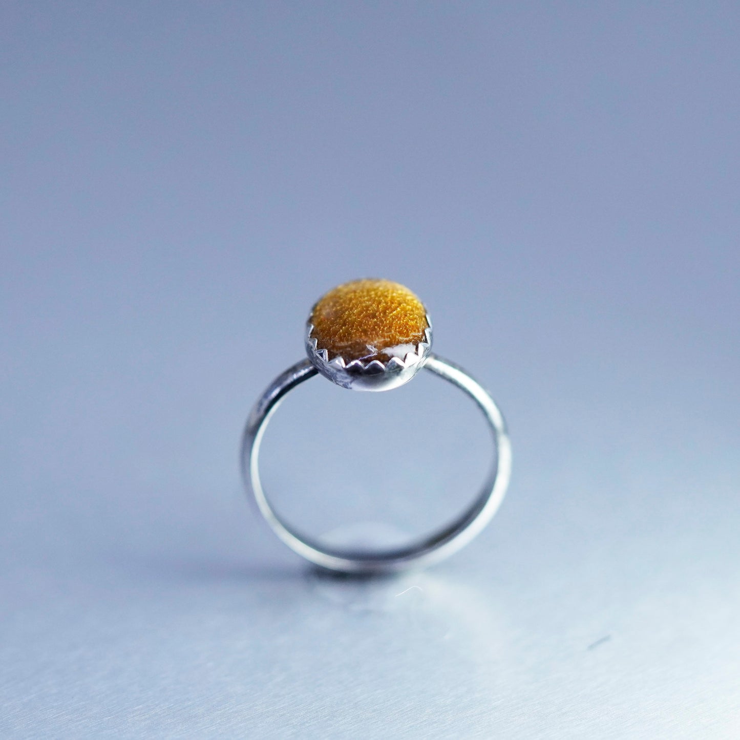 Size 5, vintage Sterling 925 silver handmade ring with golden goldstone