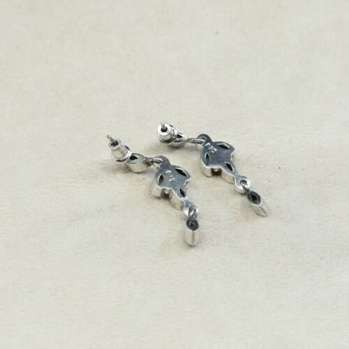 Vtg STERLING SILVER earrings with pearl N Peridot dangles stamped 925