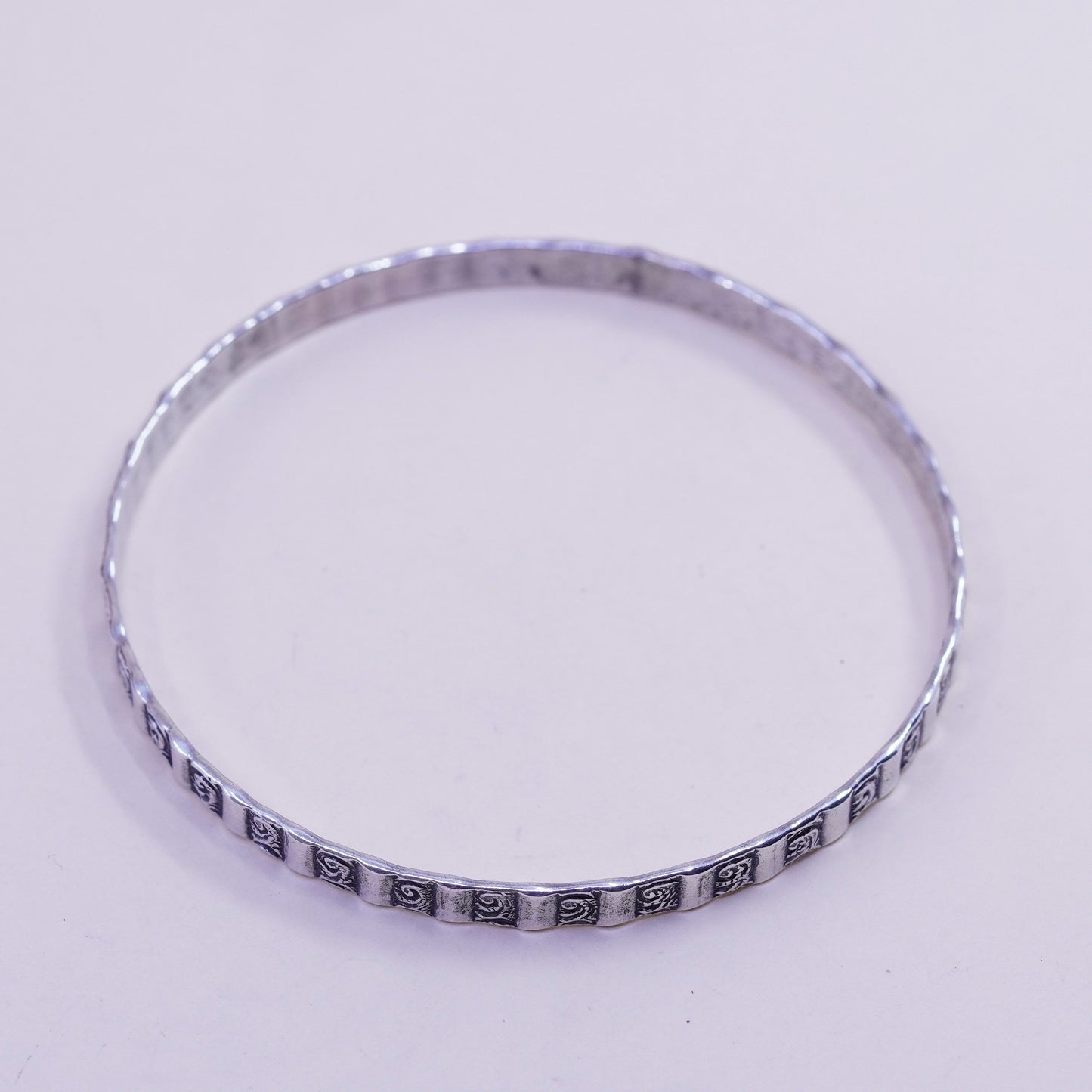 8”, danecraft sterling silver handmade 925 silver bracelet, textured bangle