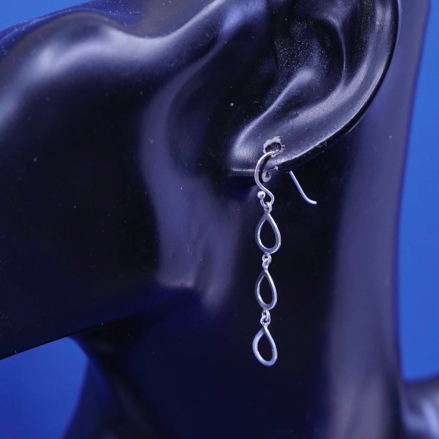 Italy Sterling silver modern earrings, 925 teardrop Dangles