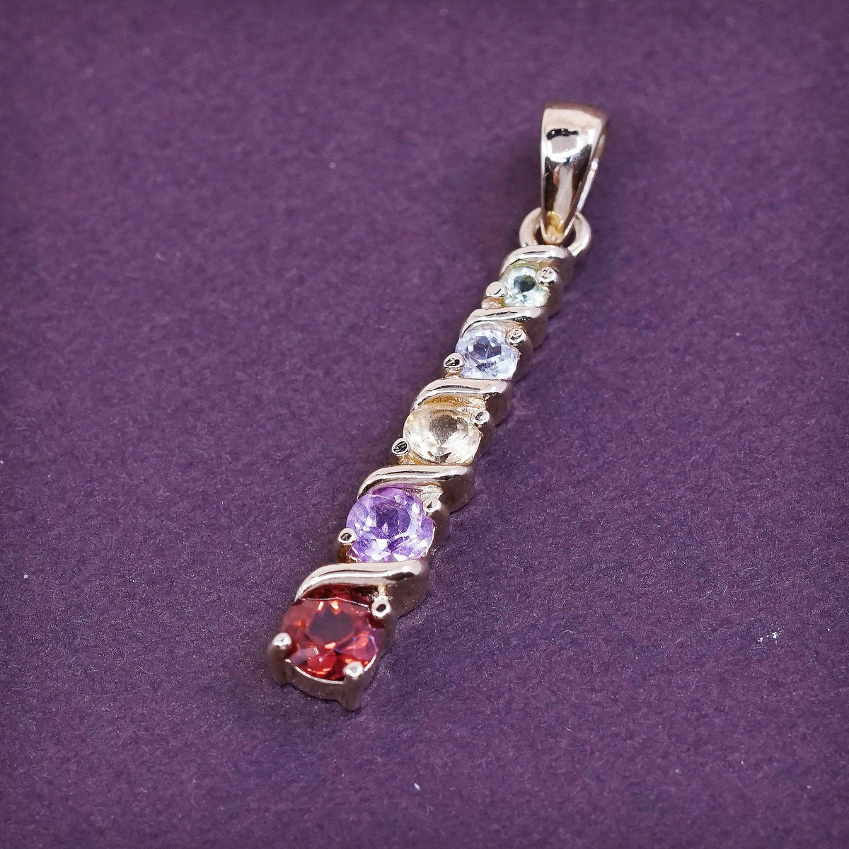 vtg Vermeil Gold over Sterling silver pendant, 925 w/ peridot ruby citrine