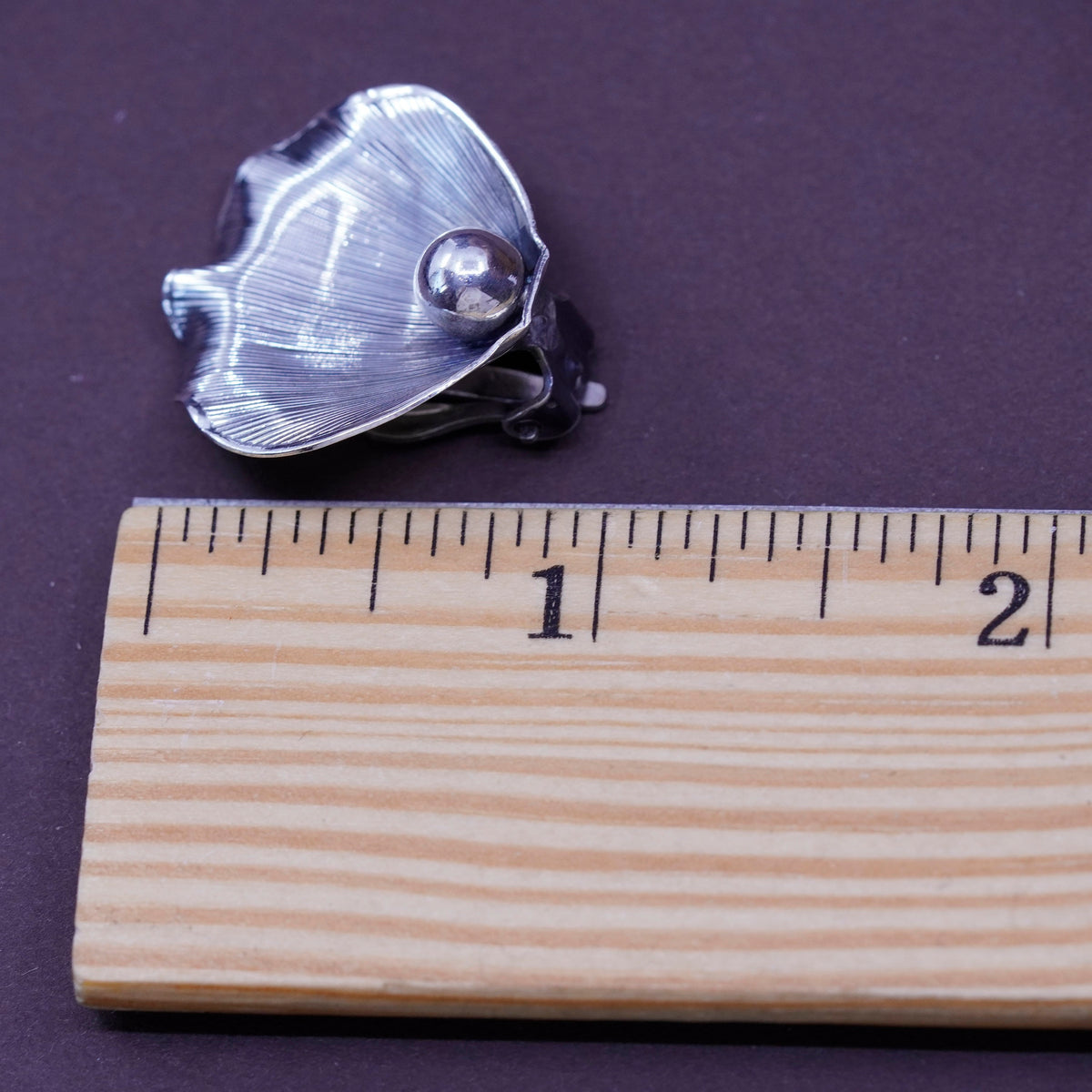 Vintage Sterling silver handmade clip on, 925 modern flower earrings