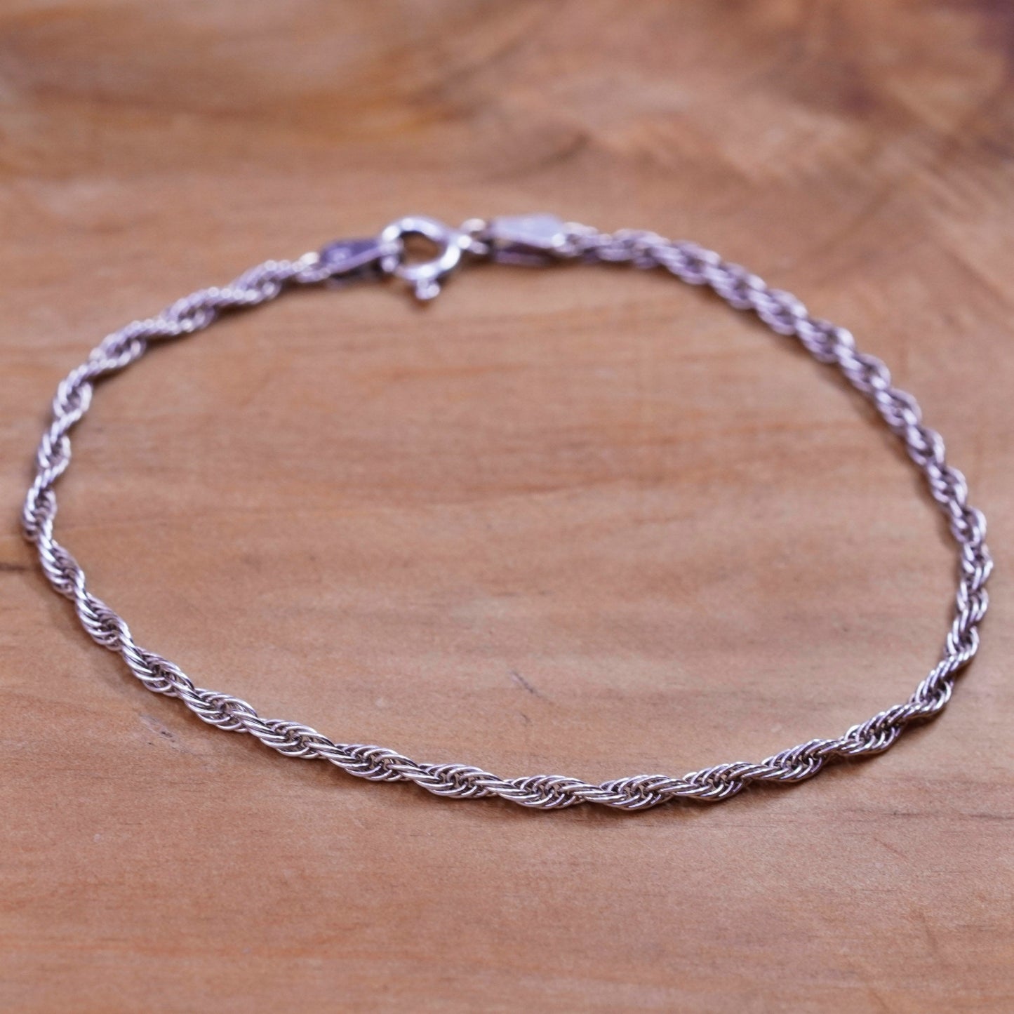 7.25”, vintage Milor Sterling silver Singapore rope bracelet, Italy 925 chain