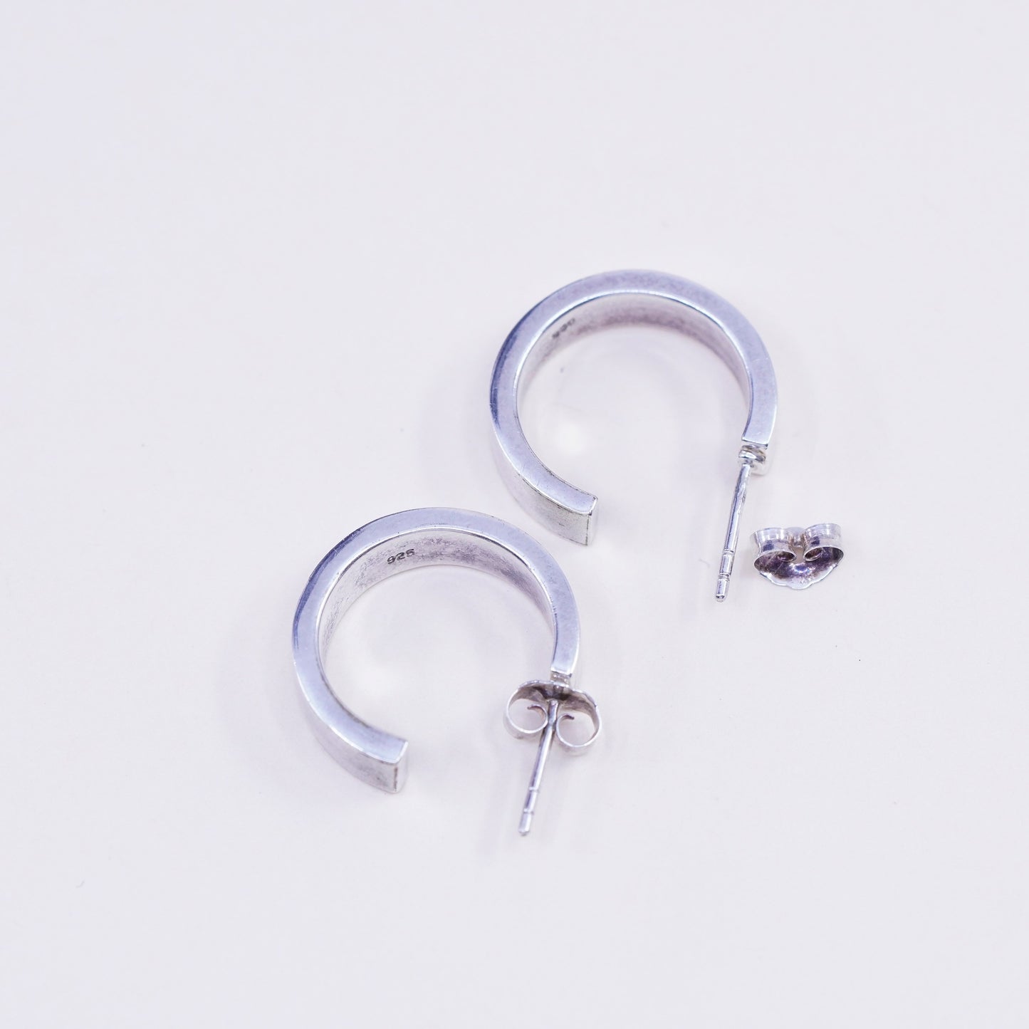 0.75”, Vintage Sterling silver handmade earrings, 925 Huggie hoops