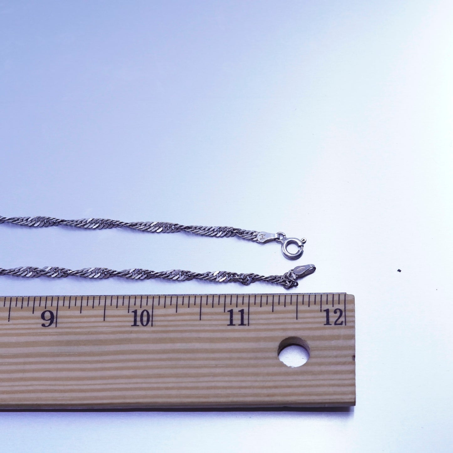 24” 3mm, vintage Italy Sterling 925 silver twisted curb chain necklace