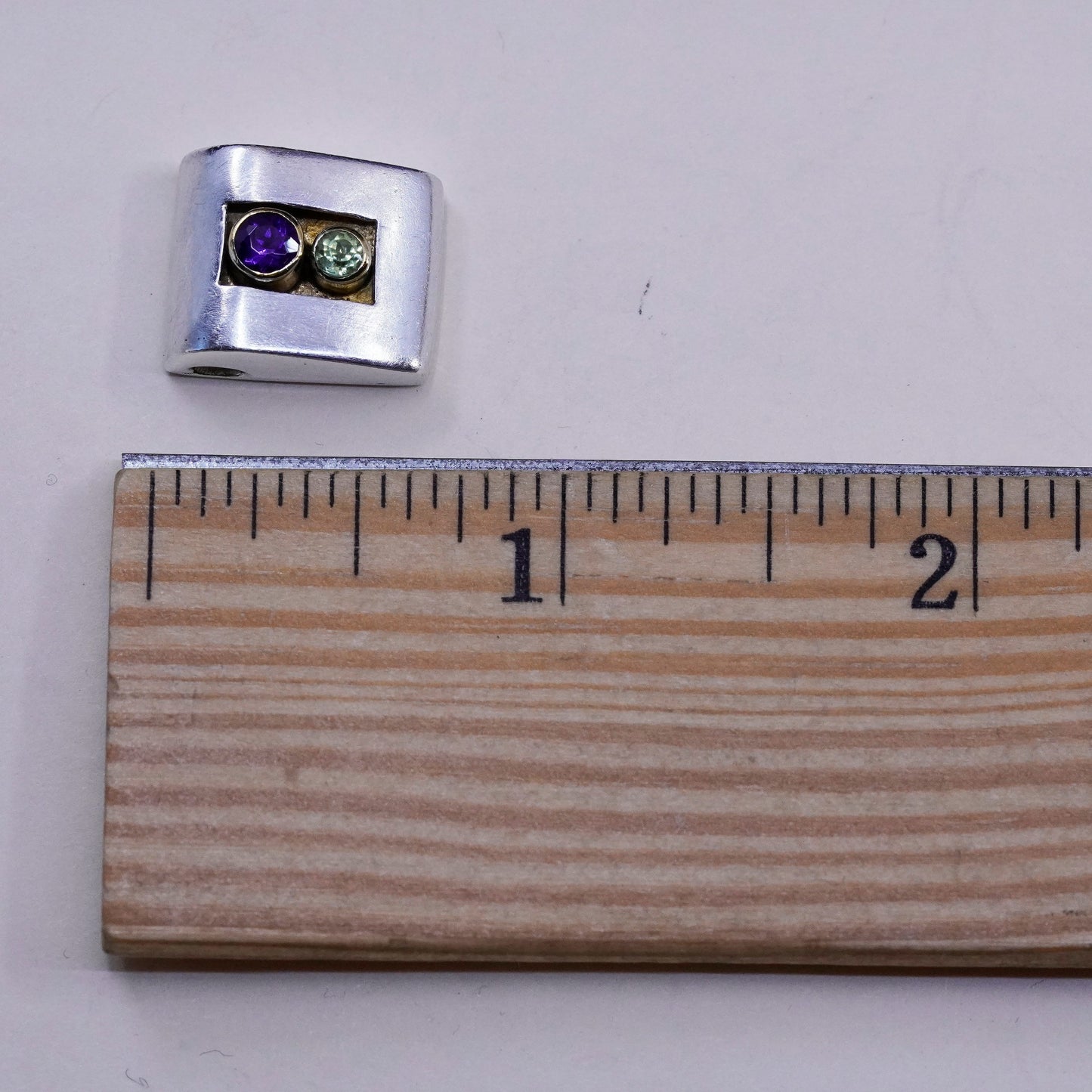 modern vermeil gold over Sterling 925 silver handmade pendant amethyst peridot