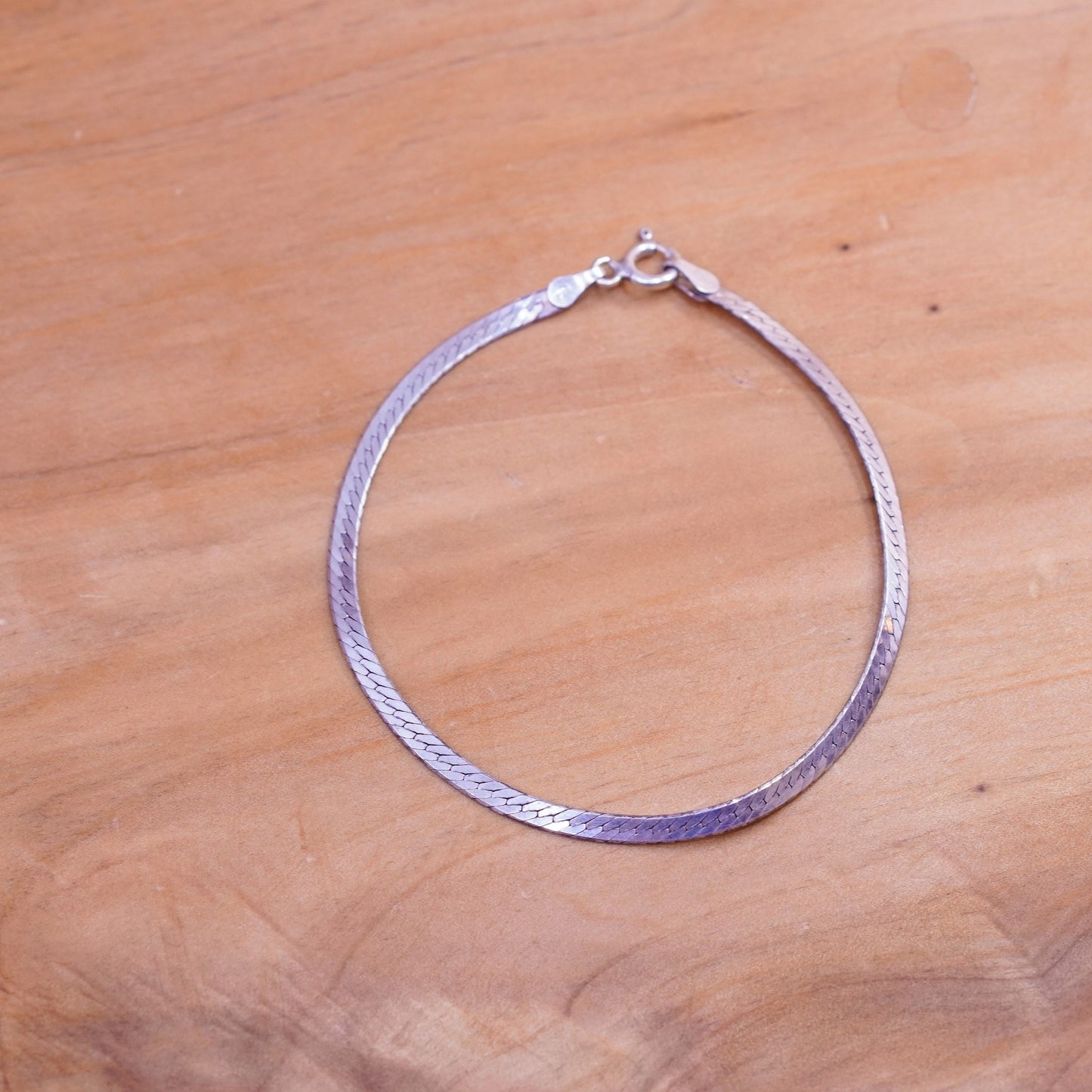 7”, 4mm, Vintage Sterling silver herringbone bracelet, Italy 925 chain