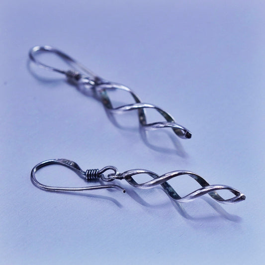 Vintage Sterling 925 silver handmade twisted earrings drops