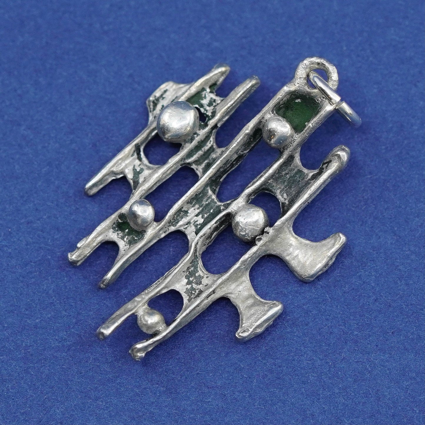 Vintage Sterling silver handmade pendant, modern 925 drop