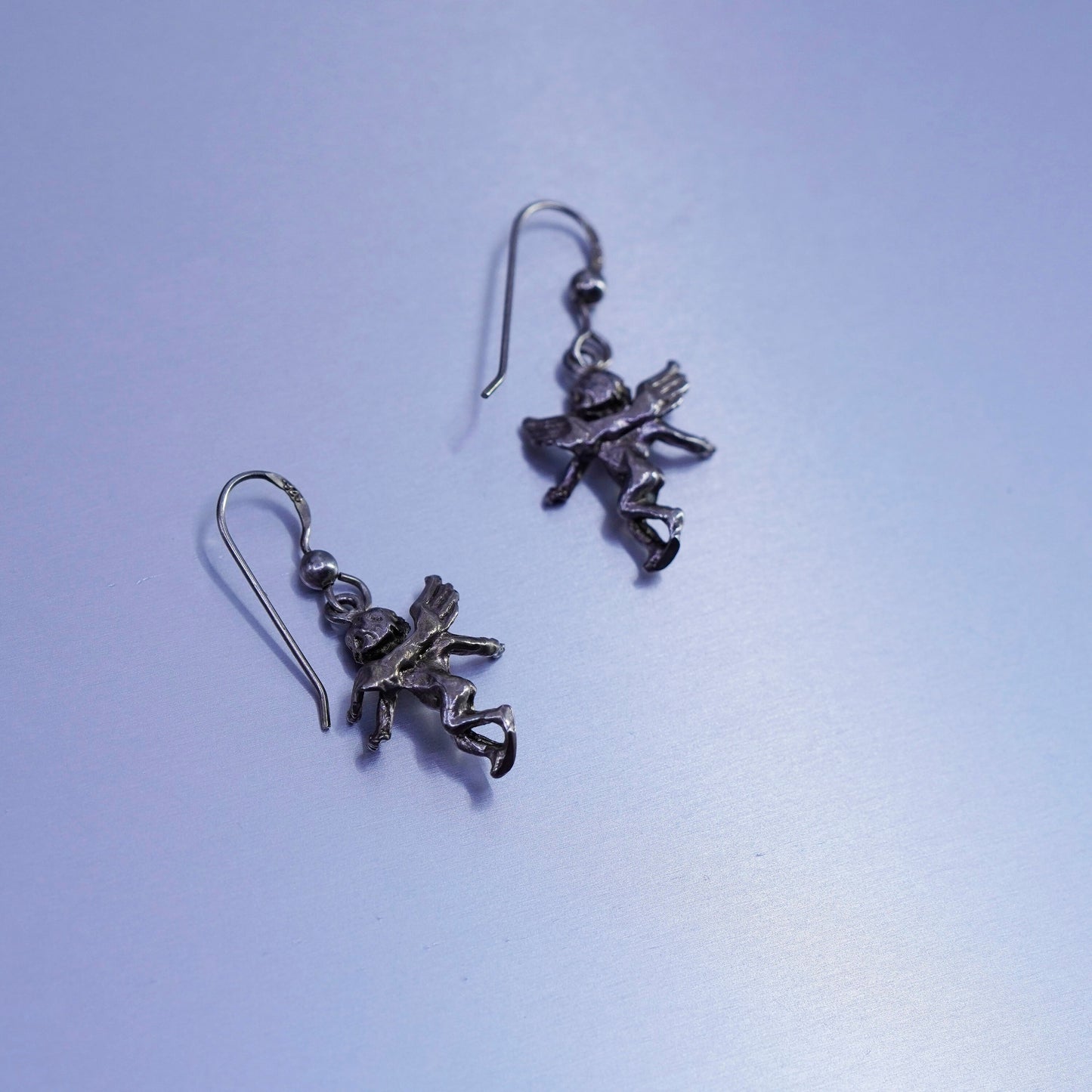 vintage Sterling silver handmade earrings, 925 Angel dangles