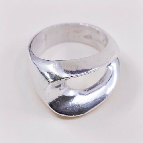 Sz 7, Vtg Sterling Silver Handmade Ribbed Ring Mexico 925 Silver warrior Band