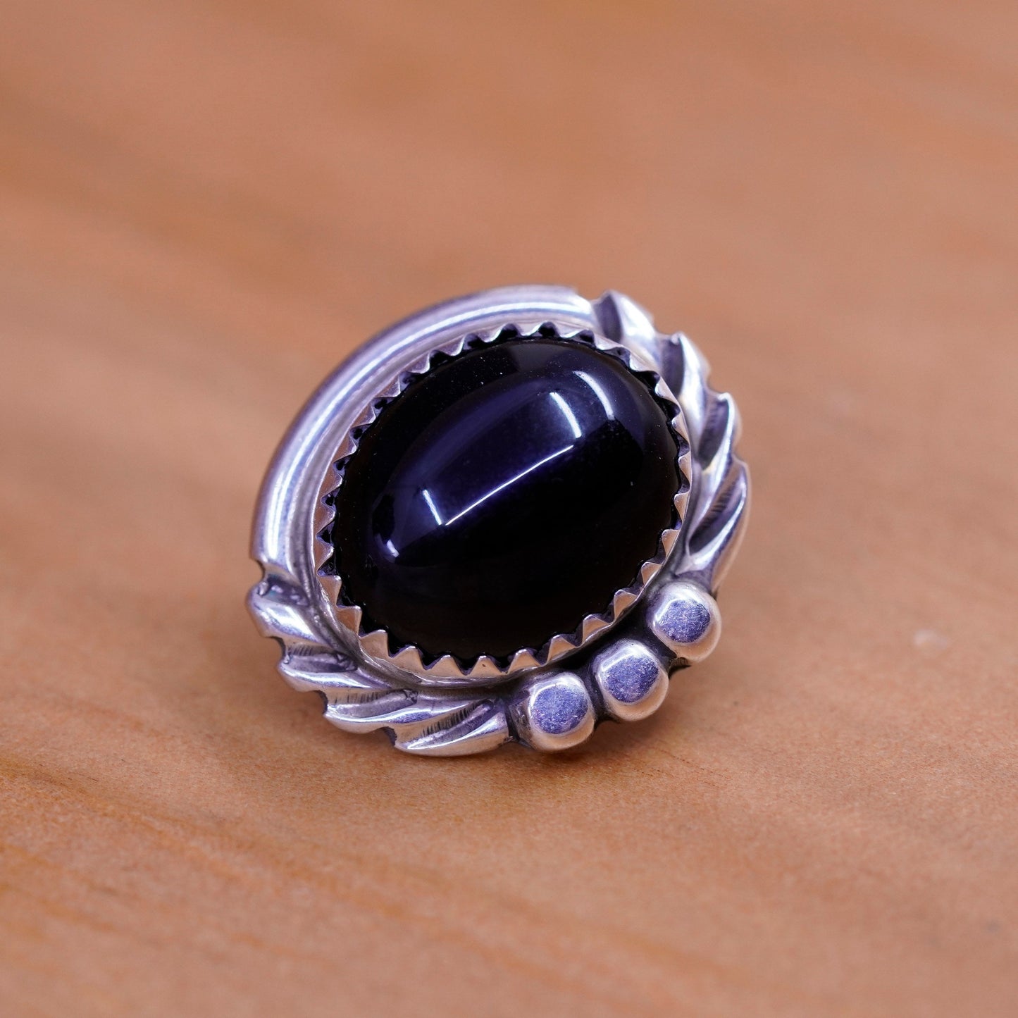 Vintage Sterling silver handmade earrings, southwestern 925 studs with obsidian