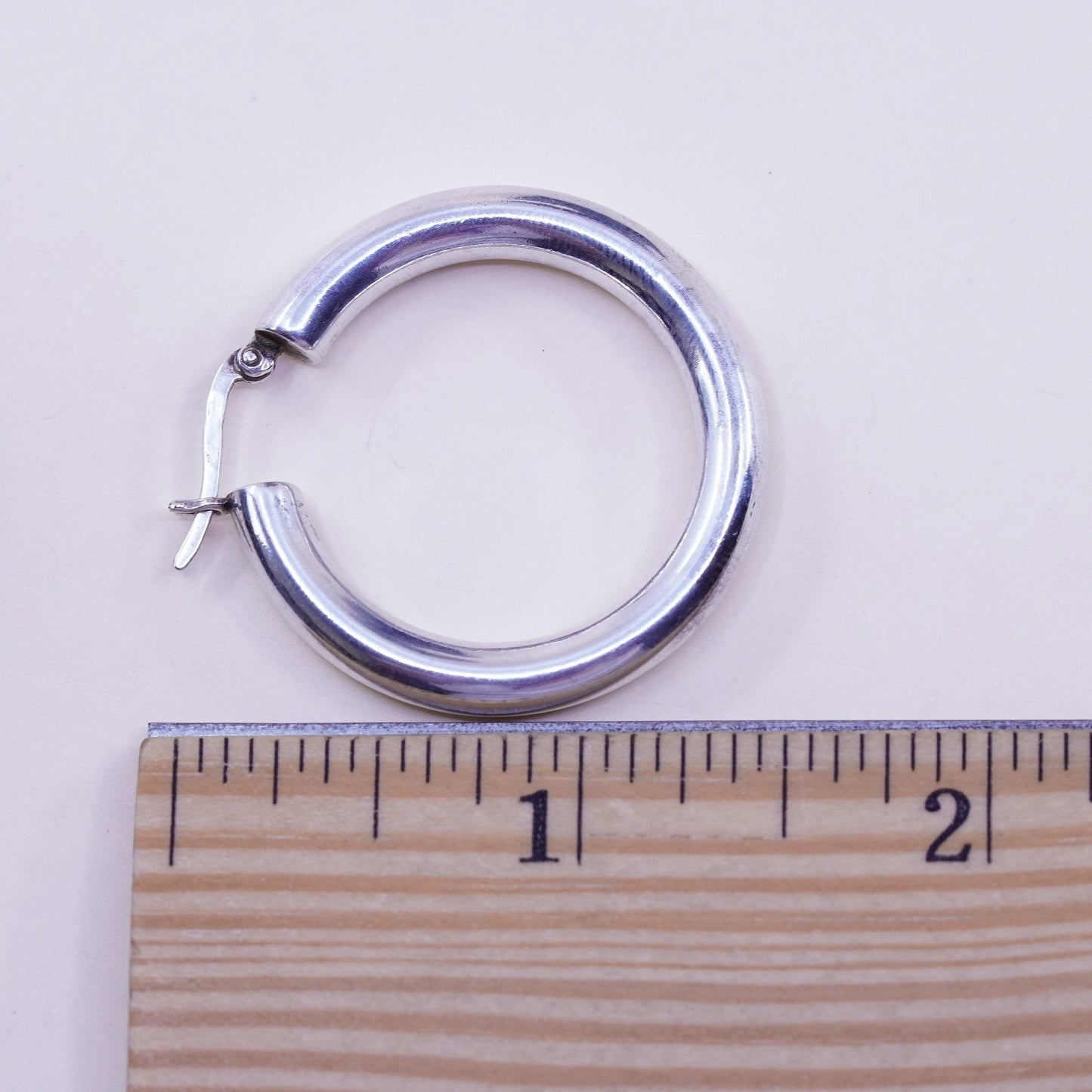 1.5”, Vintage sterling silver loop earrings, bold minimalist primitive hoops
