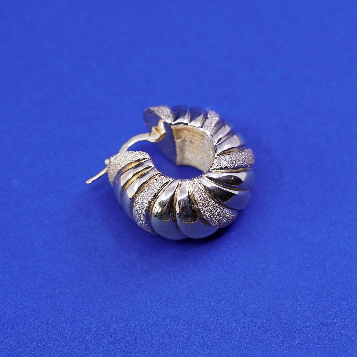 1.25”, Italy ITAOR vermeil gold Sterling 925 silver hoop glittering earrings