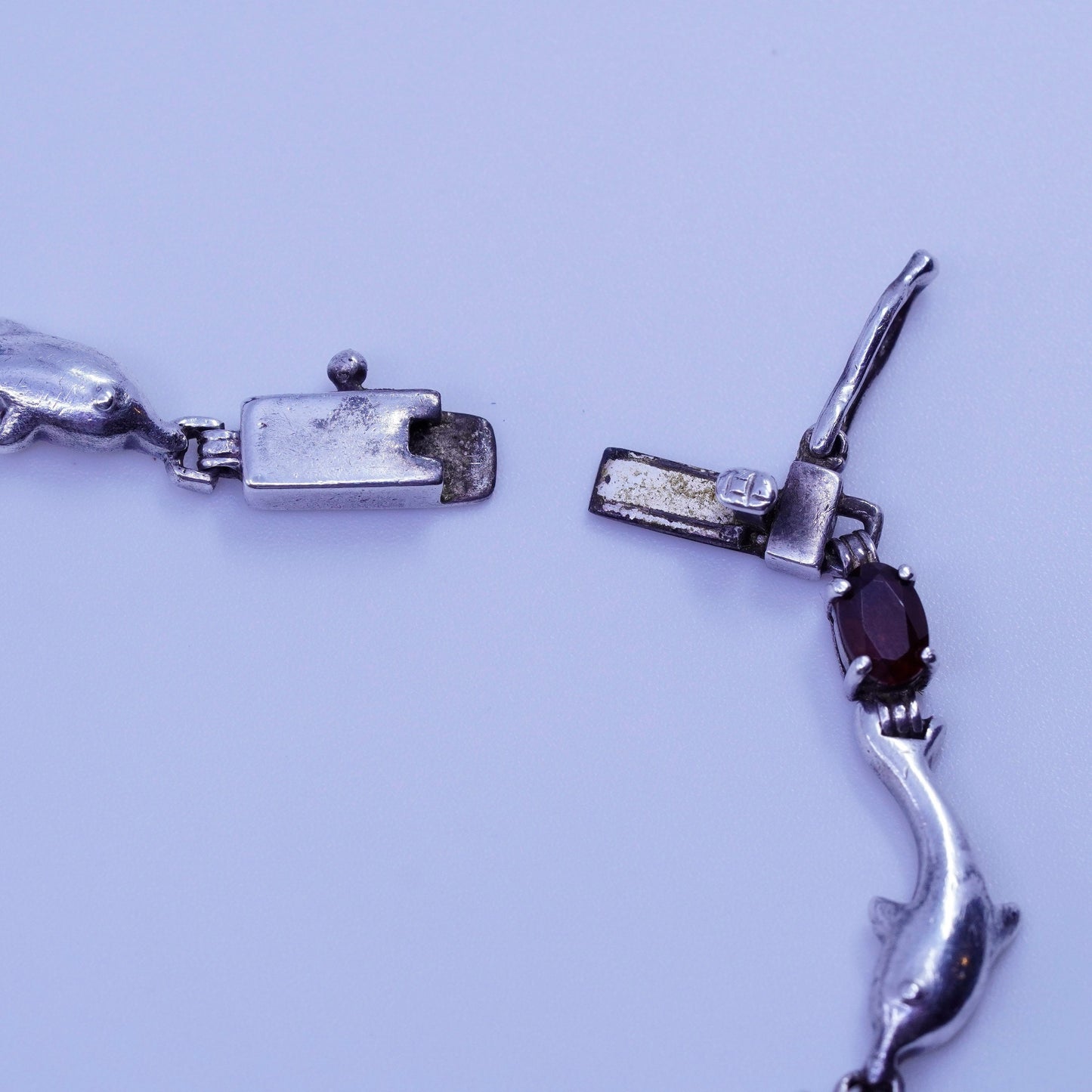 7”, Sterling 925 silver tennis bracelet dolphin topaz ruby amethyst peridot
