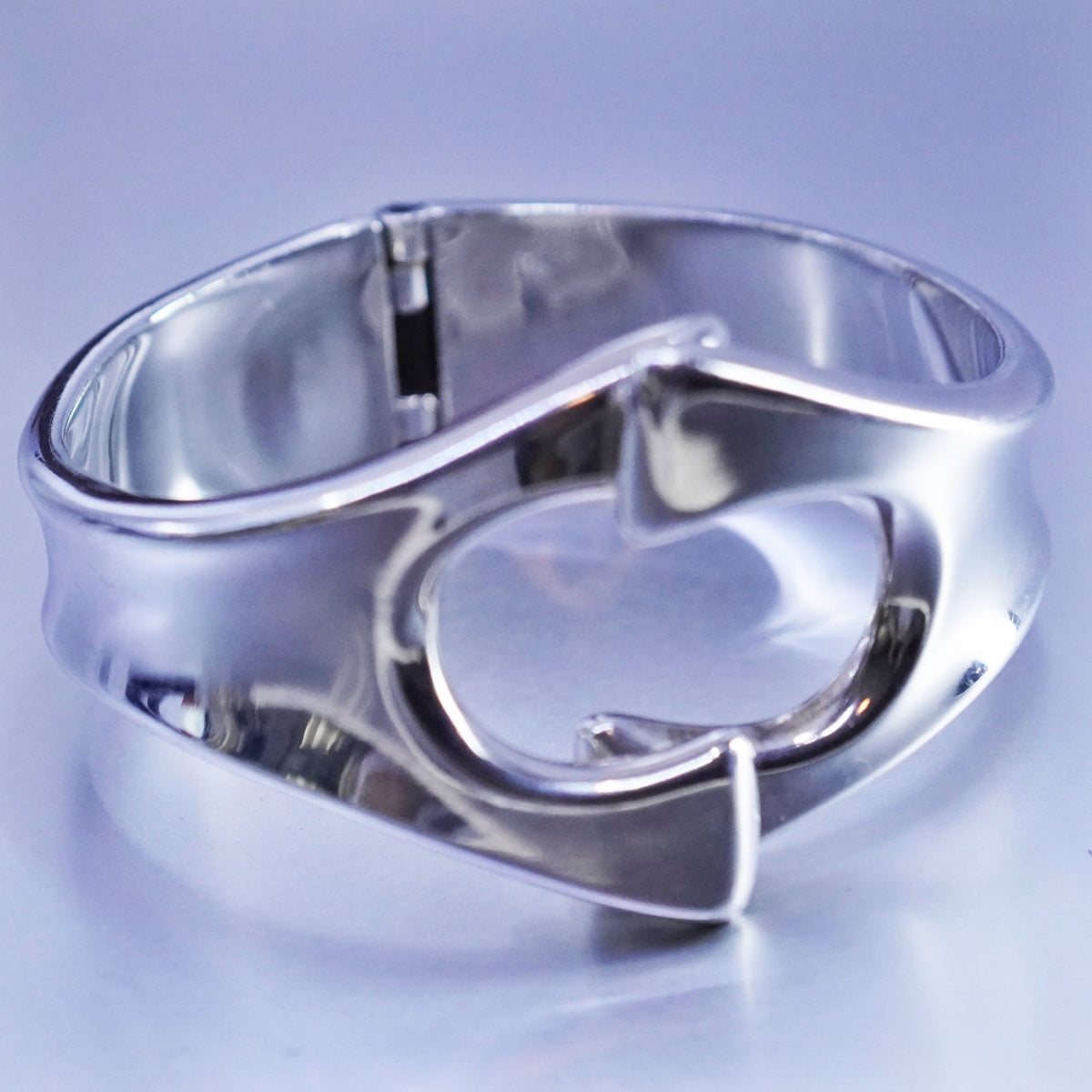 6.5”, Vintage Sterling 925 silver handmade bracelet, bold bangle w/ spring open