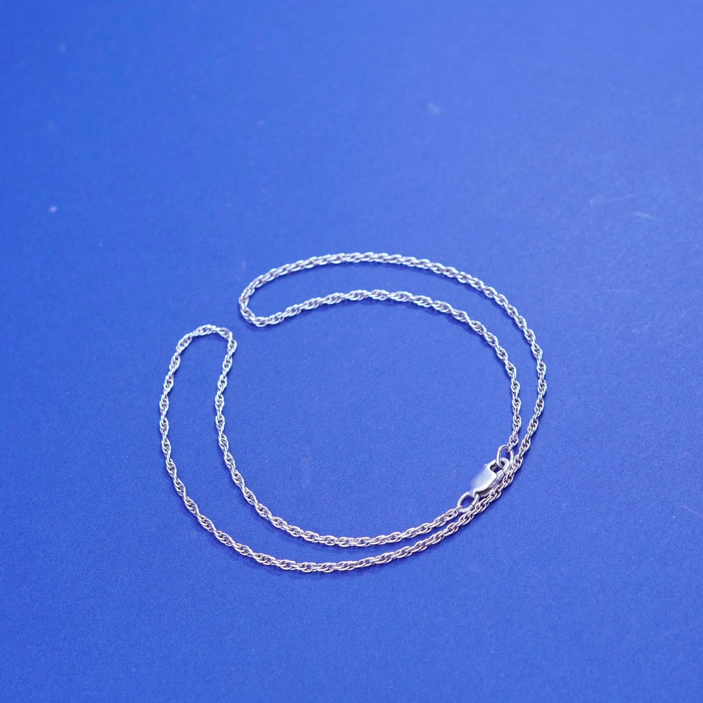 19”, 2mm, vintage Sterling silver necklace, 925 Singapore rope chain