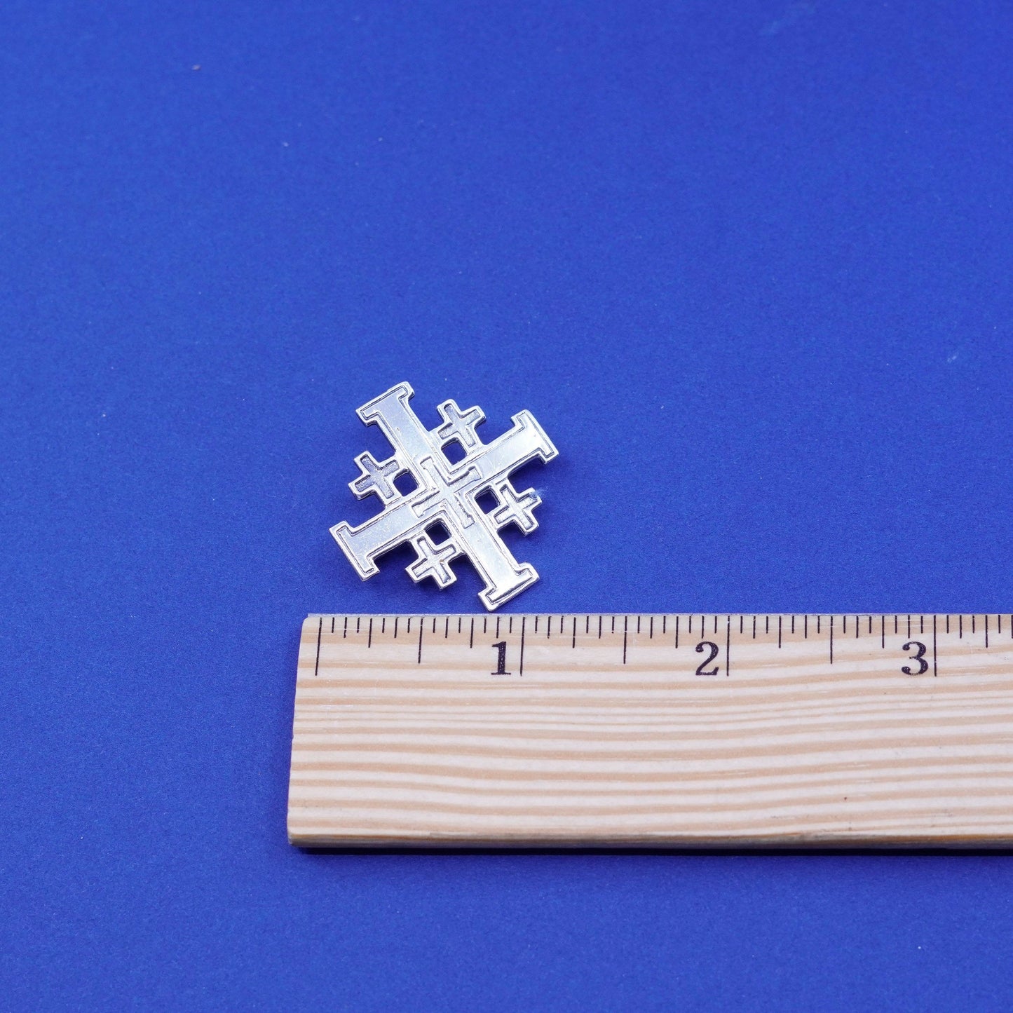 Vintage Sterling silver handmade brooch, 925 Jerusalem cross pin