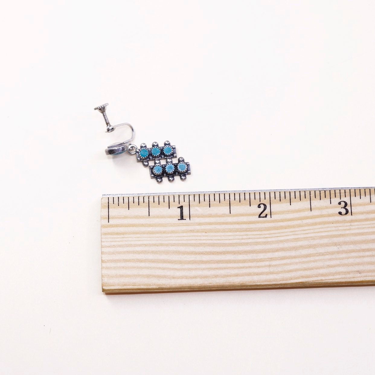 Native American Navajo Sterling silver earrings 925 w/ turquoise screw back