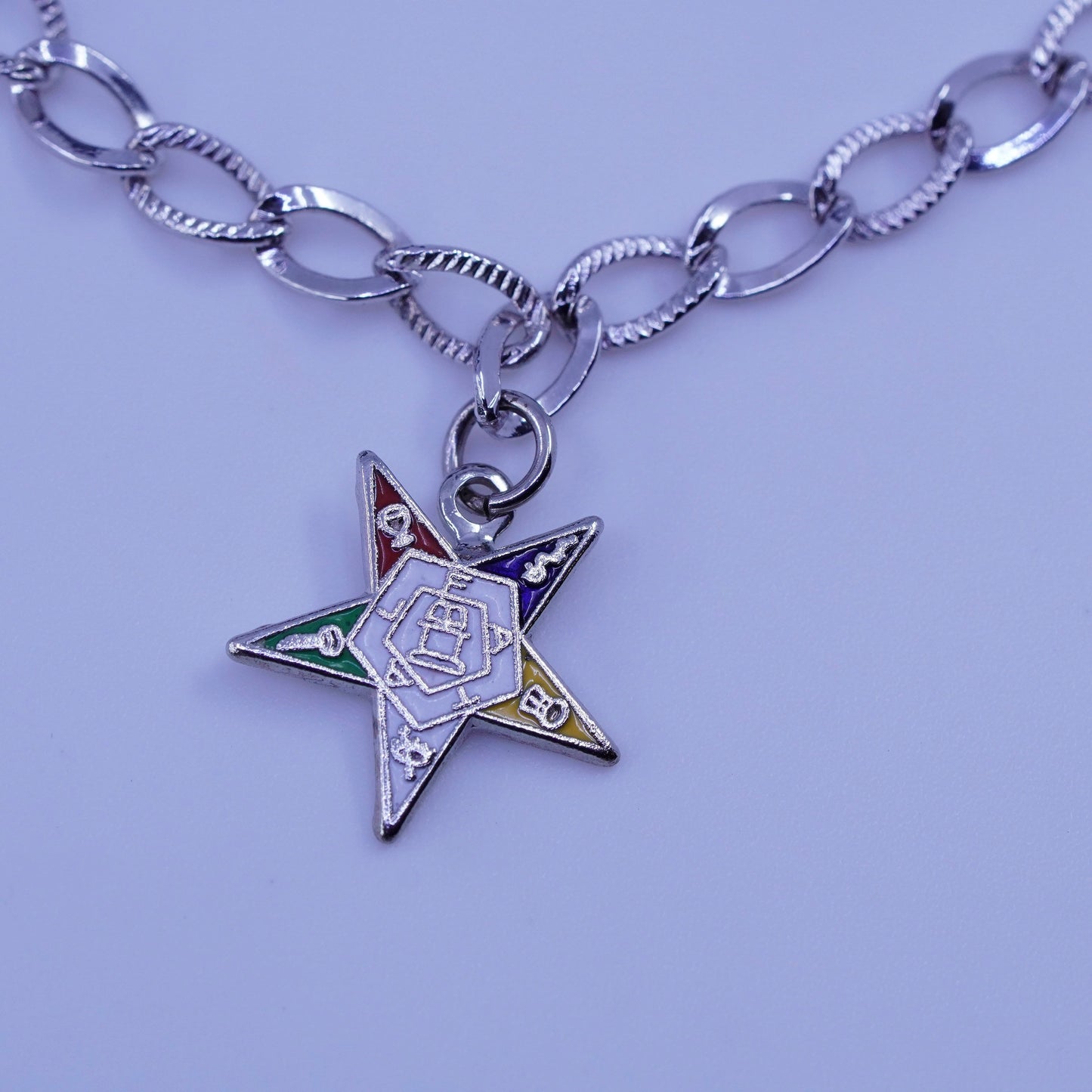 6.75”, Sterling 925 silver handmade bracelet, men’s curb chain with star charm