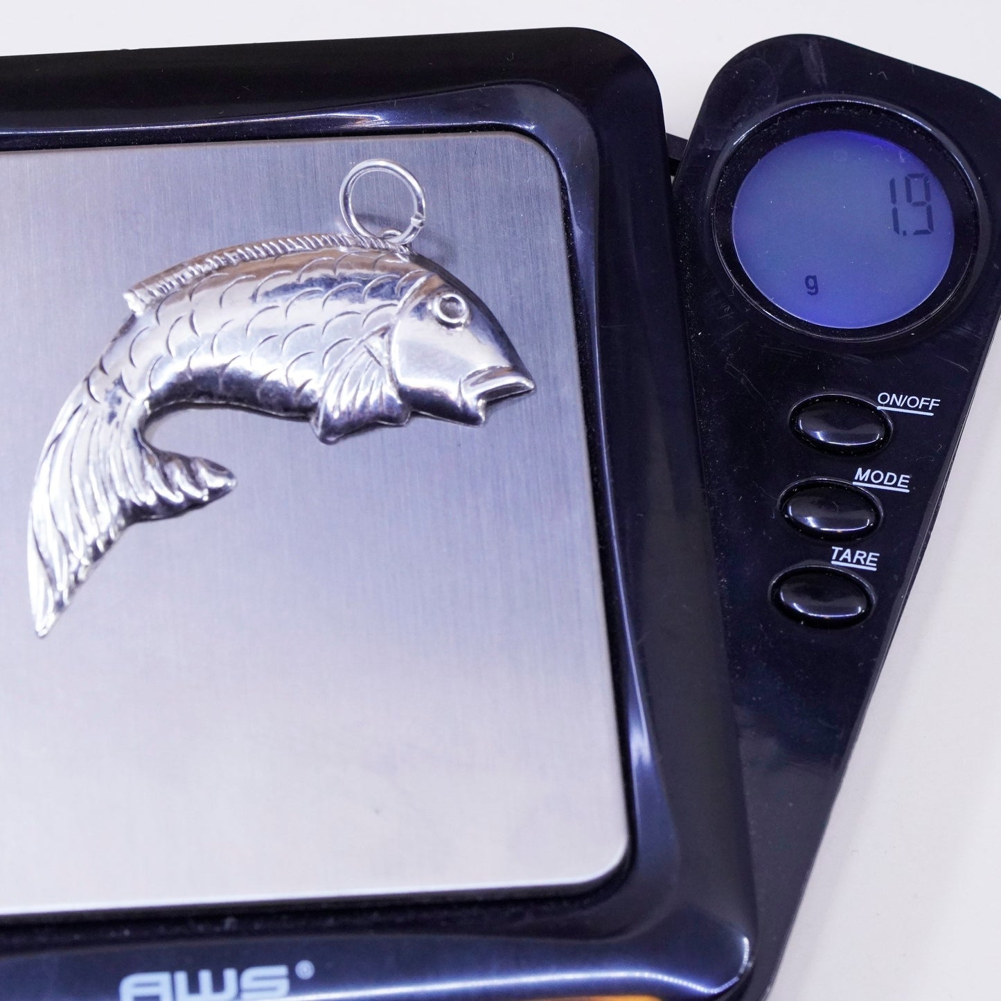 Vintage sterling silver handmade pendant, 925 fish, unique