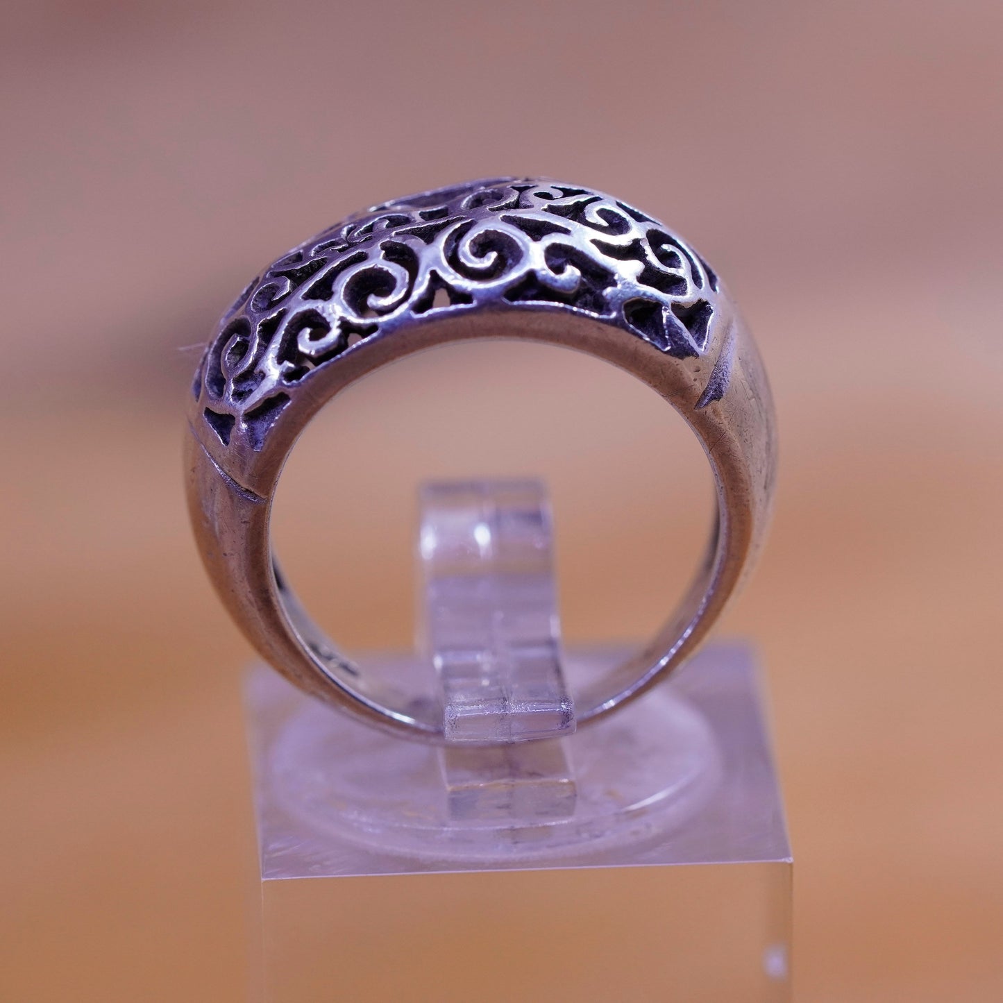 Size 4.5, Sterling silver handmade ring, southwestern, 925 filigree swirl band