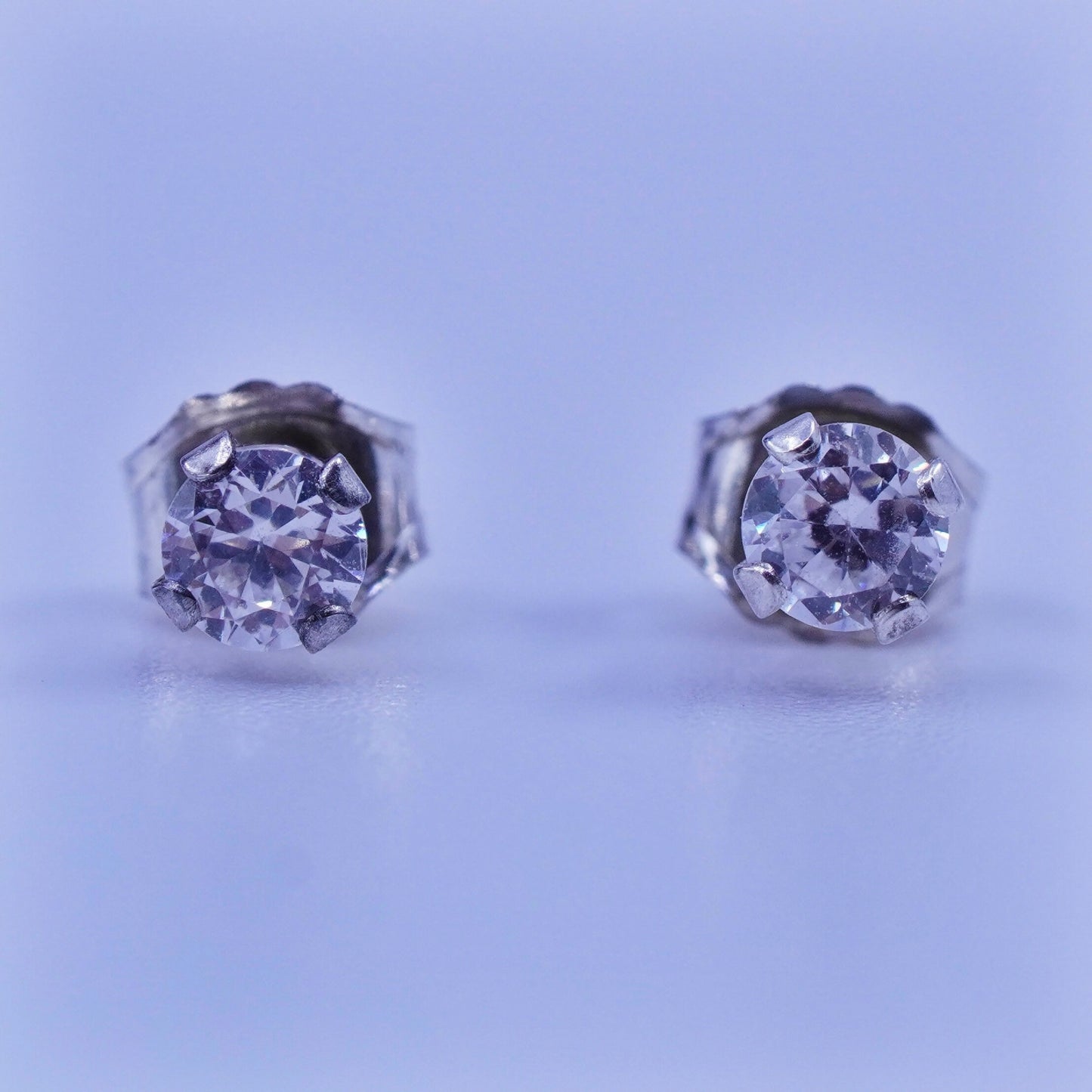 Vintage Sterling 925 silver earrings, studs with cz inlay