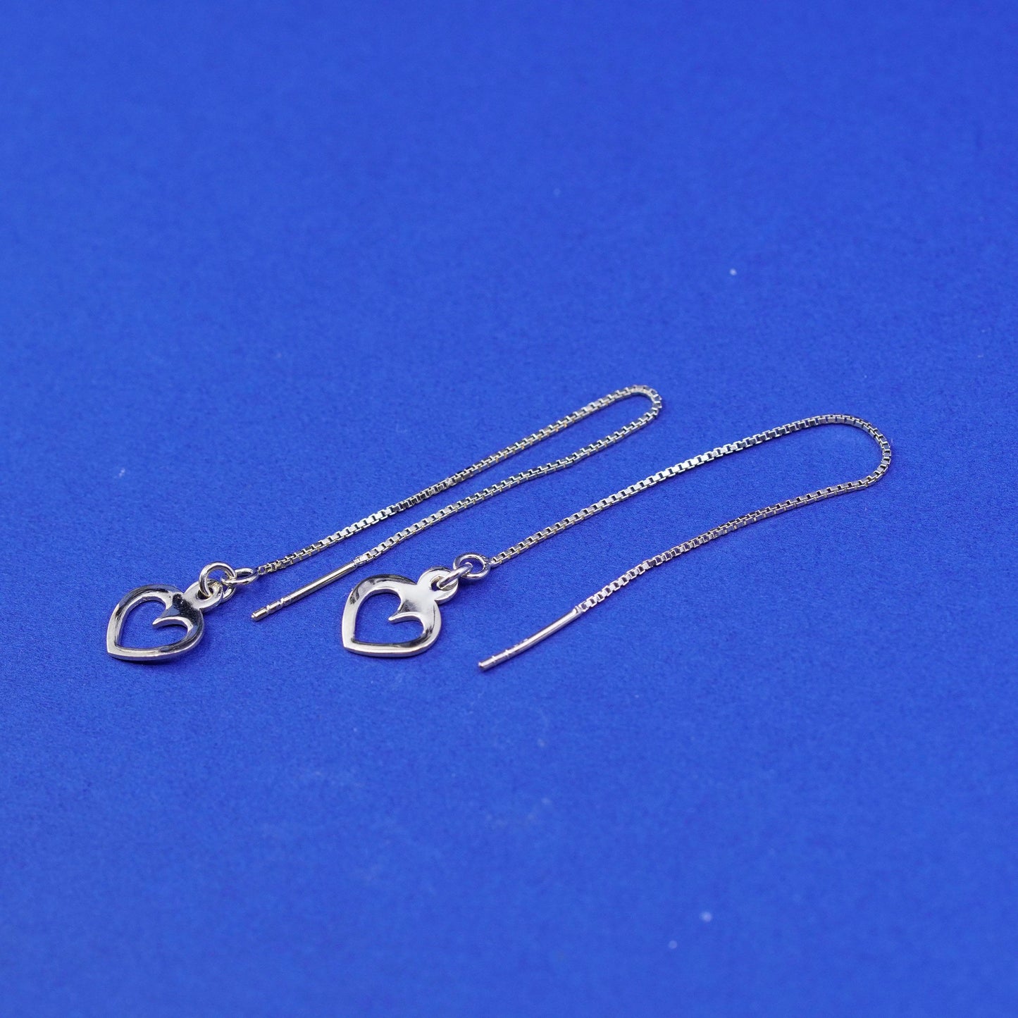 Vintage vermeil gold filled Sterling 935 silver handmade long earrings heart