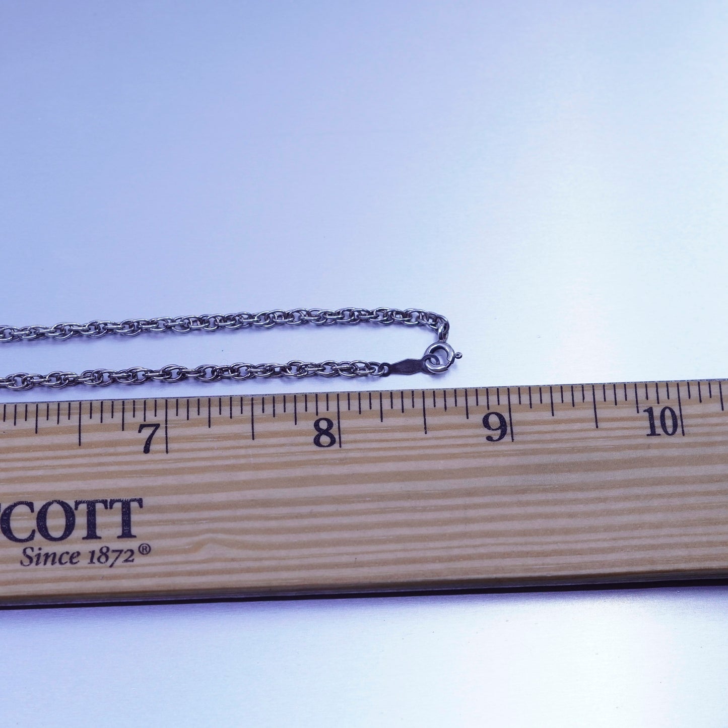 18” 2mm, vintage Italy Sterling 925 silver Singapore rope chain necklace