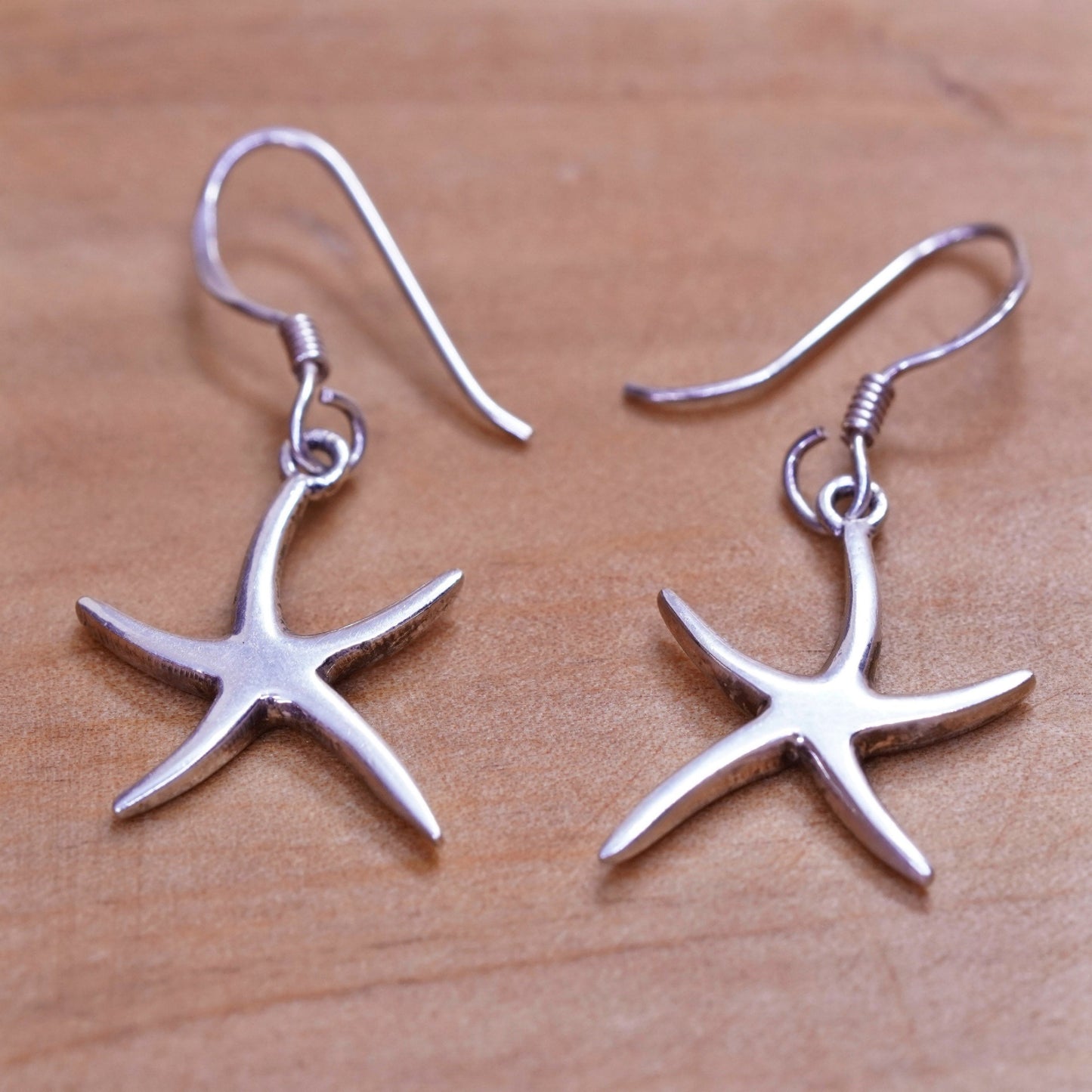 Vintage Sterling silver handmade earrings, 925 star starfish