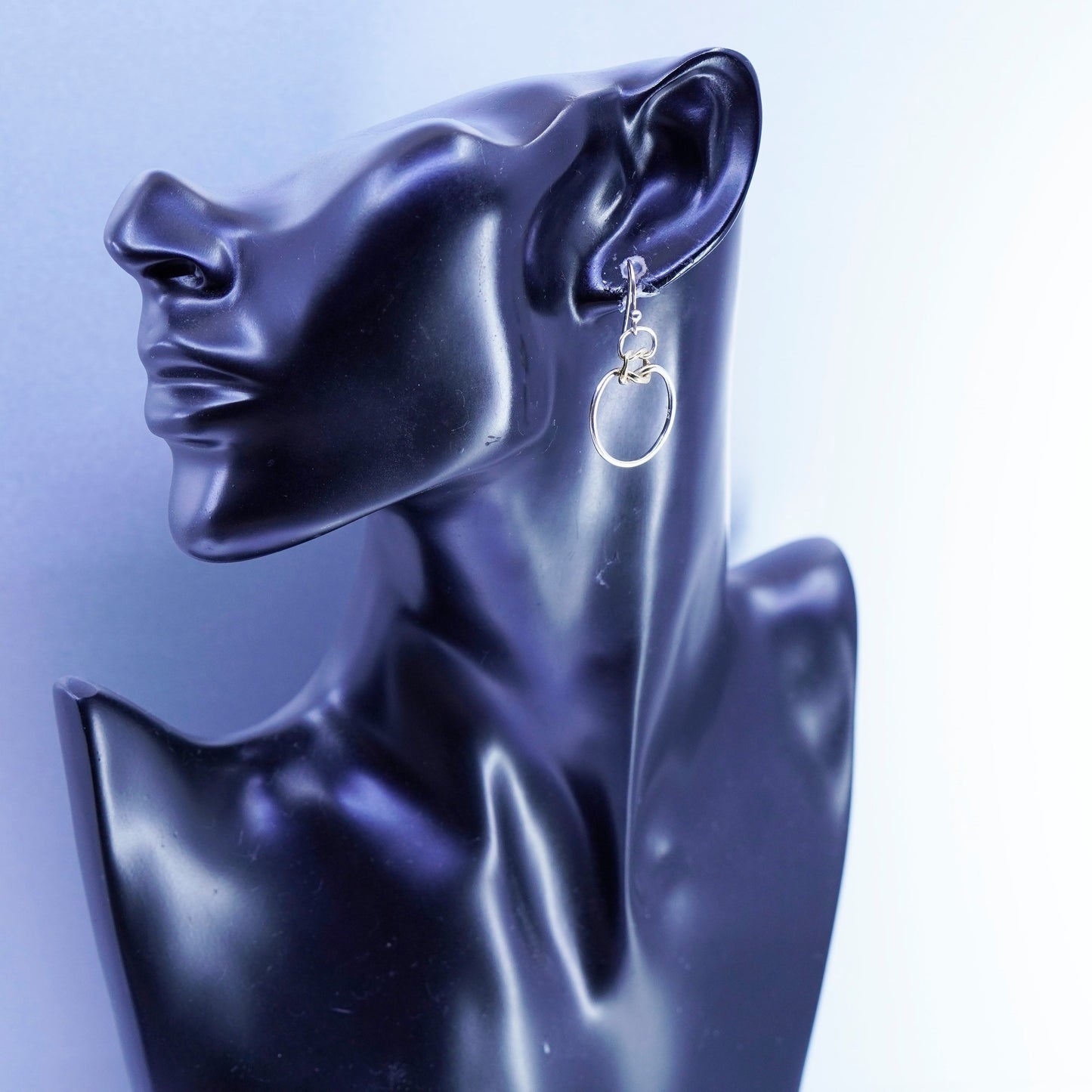 Vintage two tone Sterling 925 silver handmade knotted earrings