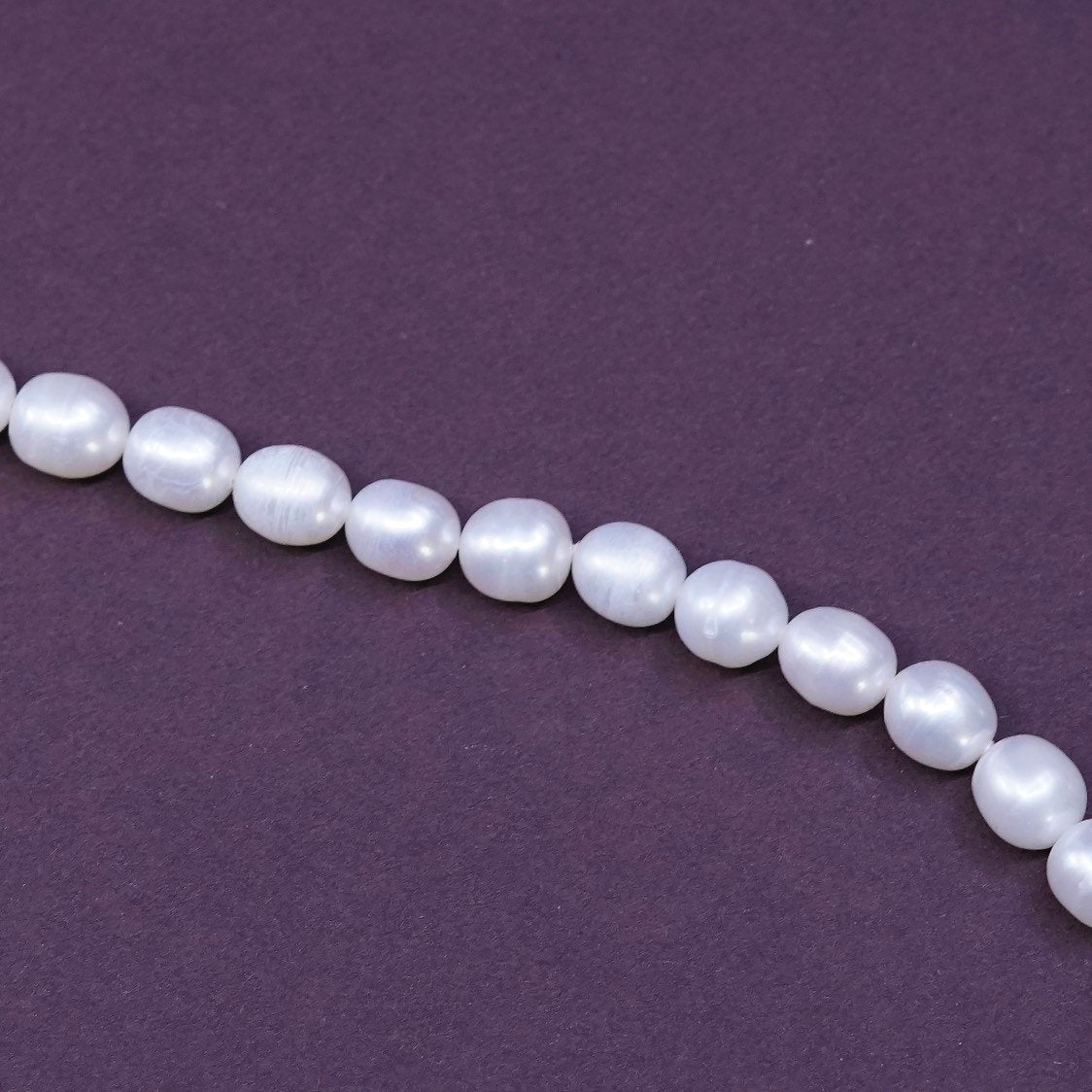 6.75”, 6mm, vtg Sterling silver handmade bracelet, freshwater pearl chain 925
