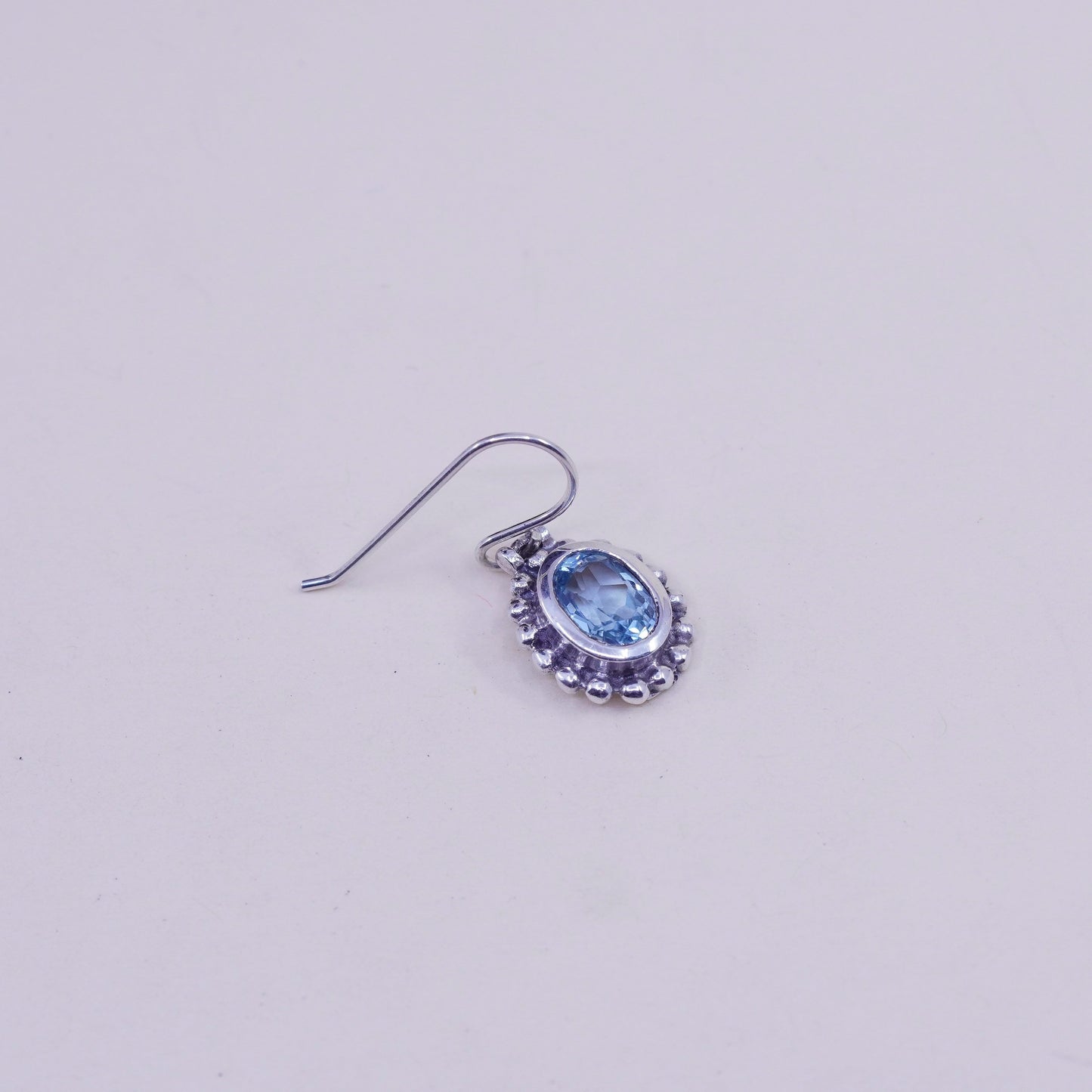 Vintage sterling 925 silver handmade earrings with topaz and beads around
