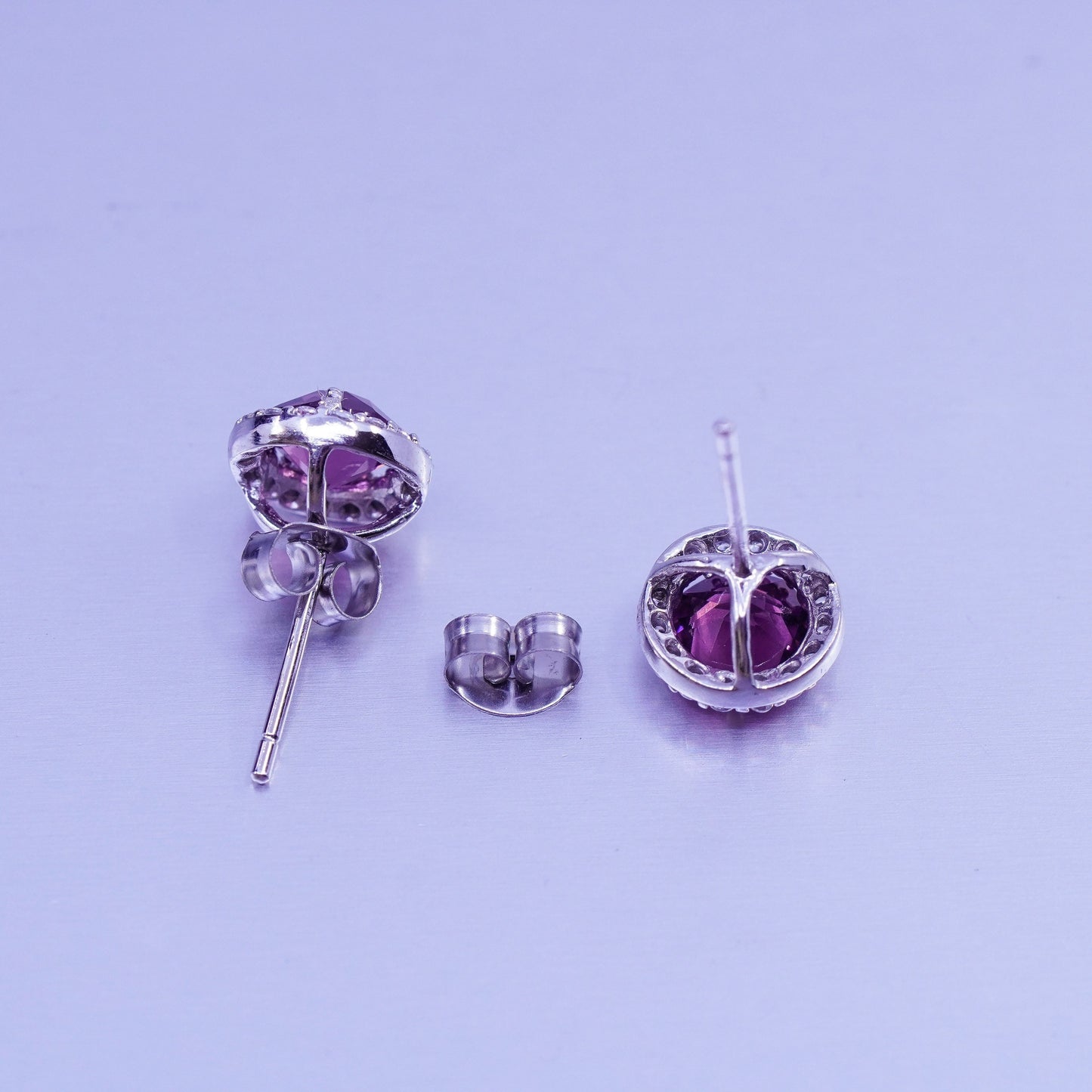 Vintage Sterling 925 silver earrings, studs with cz inlay