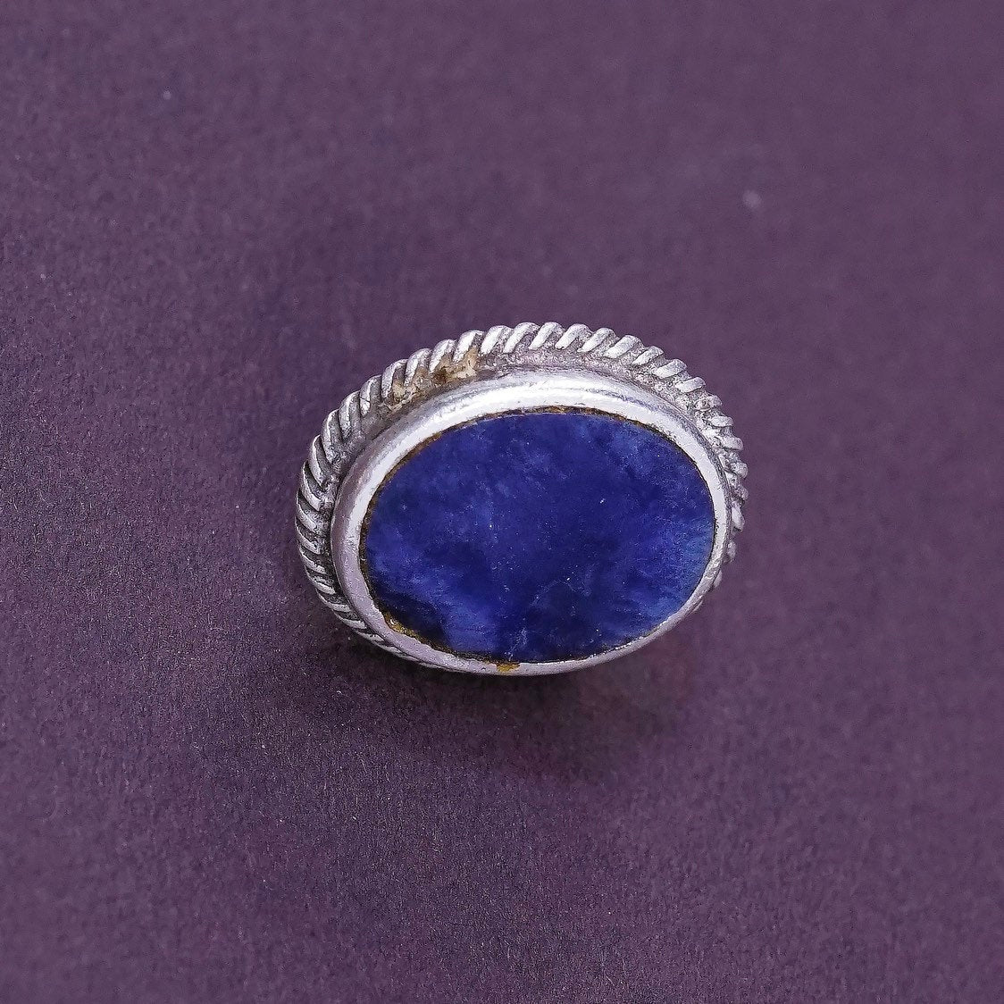PB Sterling silver handmade earrings, southwestern 925 w/ oval Sodalite studs