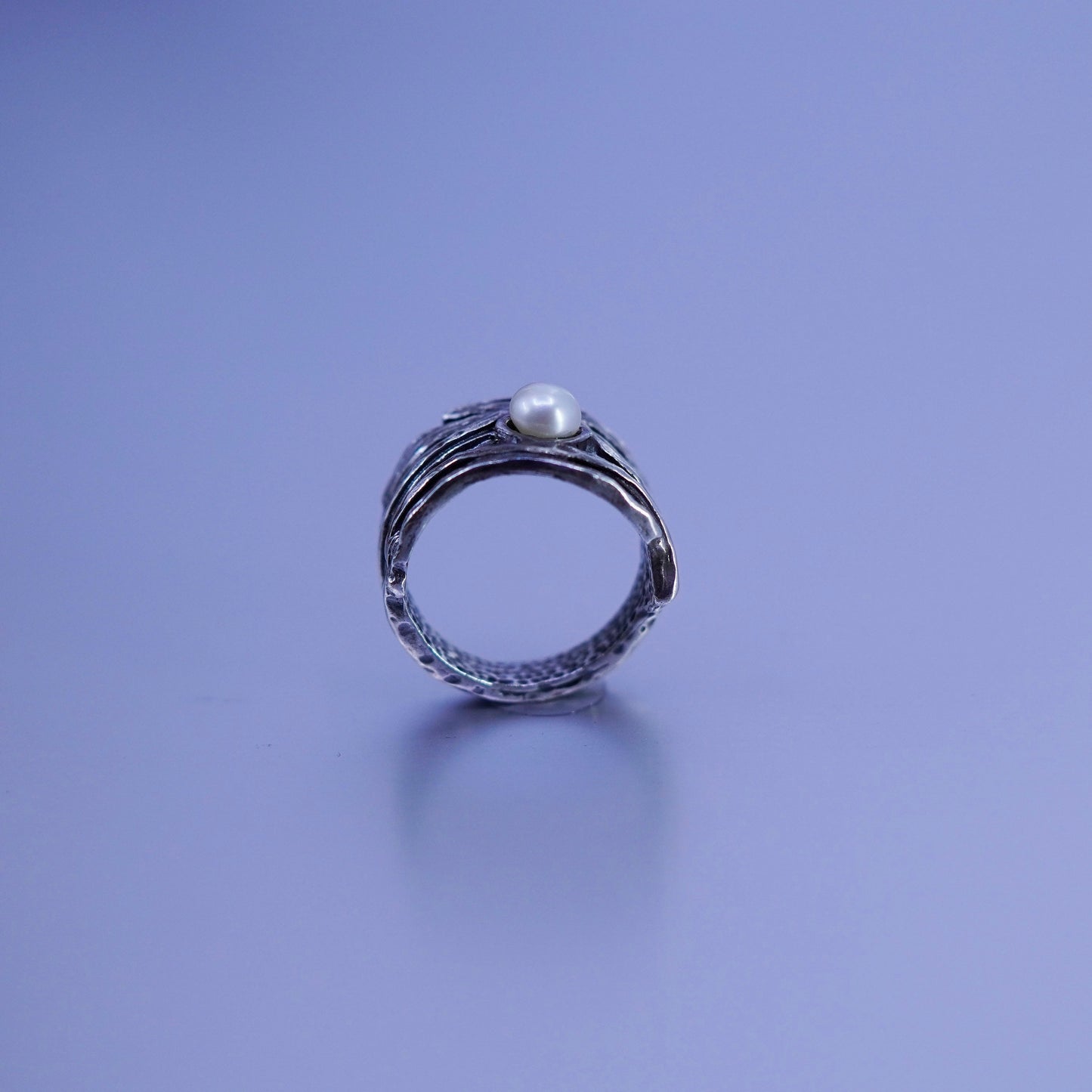 Size 7, vintage Sterling 925 silver handmade ring with pearl
