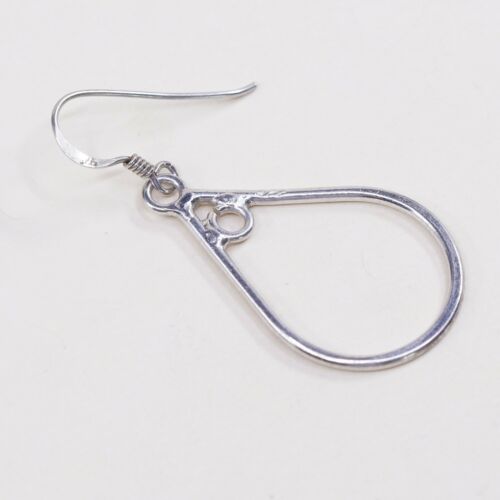 Vtg Sterling 925 Silver Handmade Hollow Teardrop Shaped Earrings
