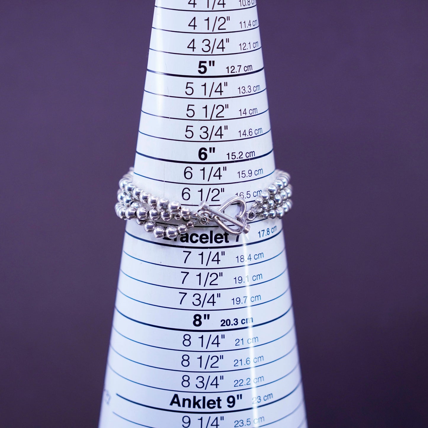 6.75”, Sterling 925 silver bracelet amethyst beads “Ashlee Skyler Alex” cubes