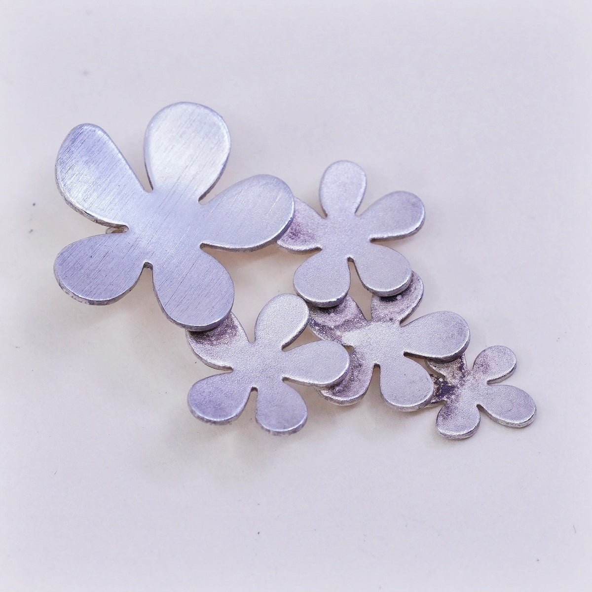 Kathy Lynn Mayeda Sterling silver earrings, 925 modern cluster plumeria flower