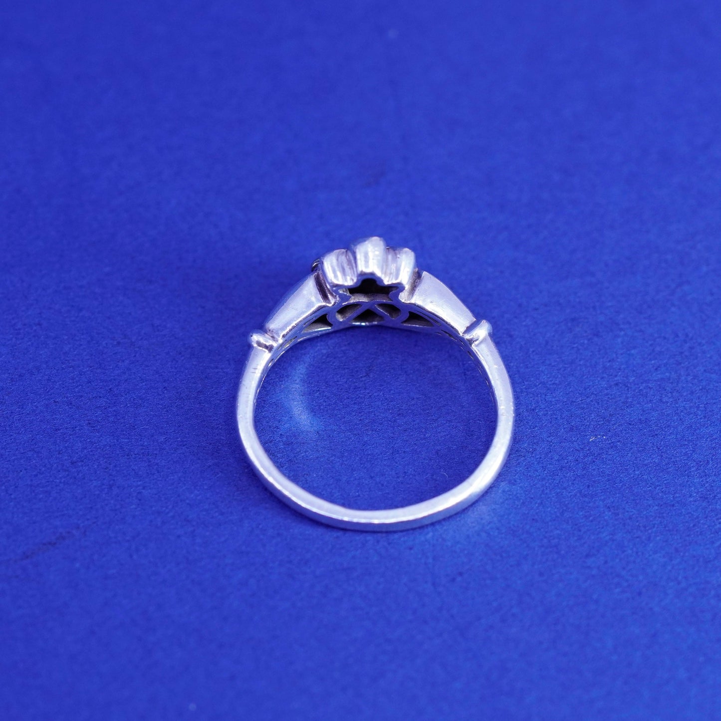 Size 5.5, sterling 925 silver claddagh ring with 14K gold heart and diamond