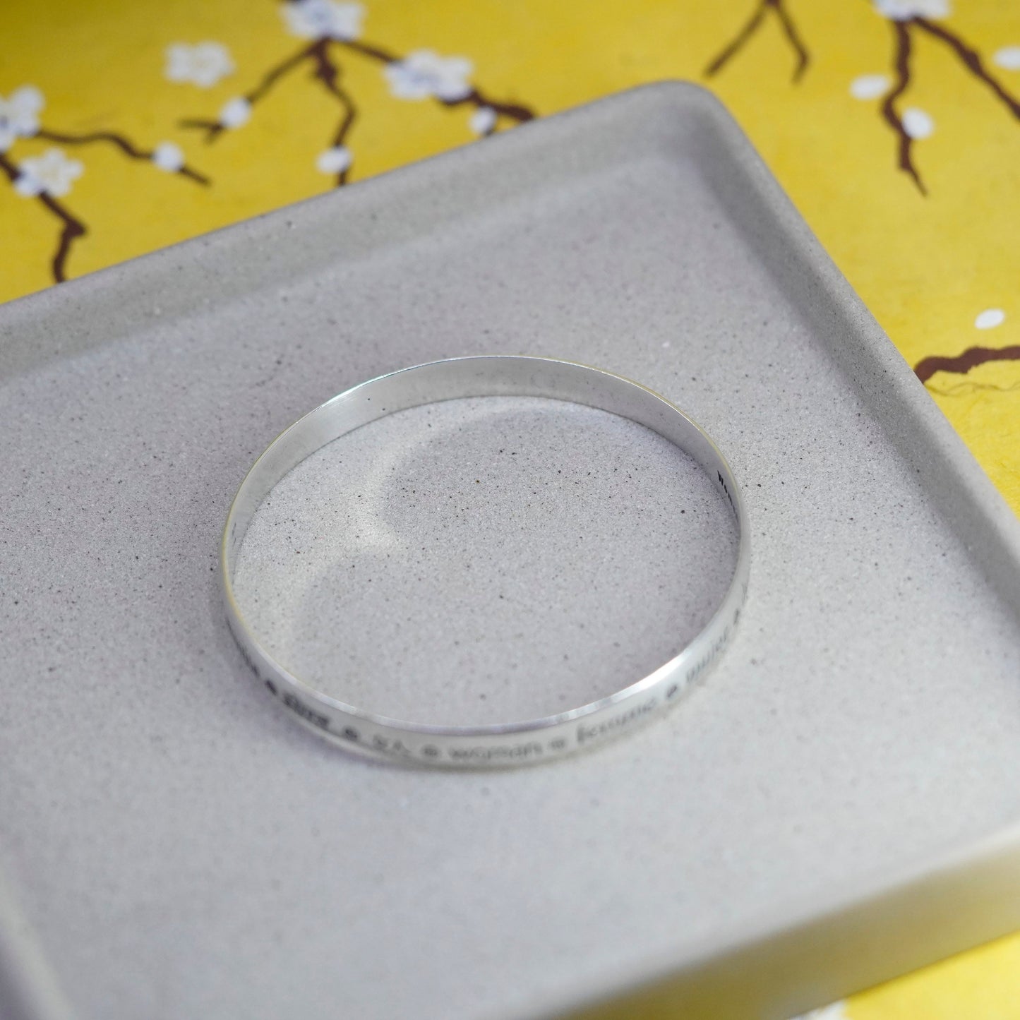 8.75”, Avon sterling silver bracelet, quote 925 cuff“woman of earth fragrance